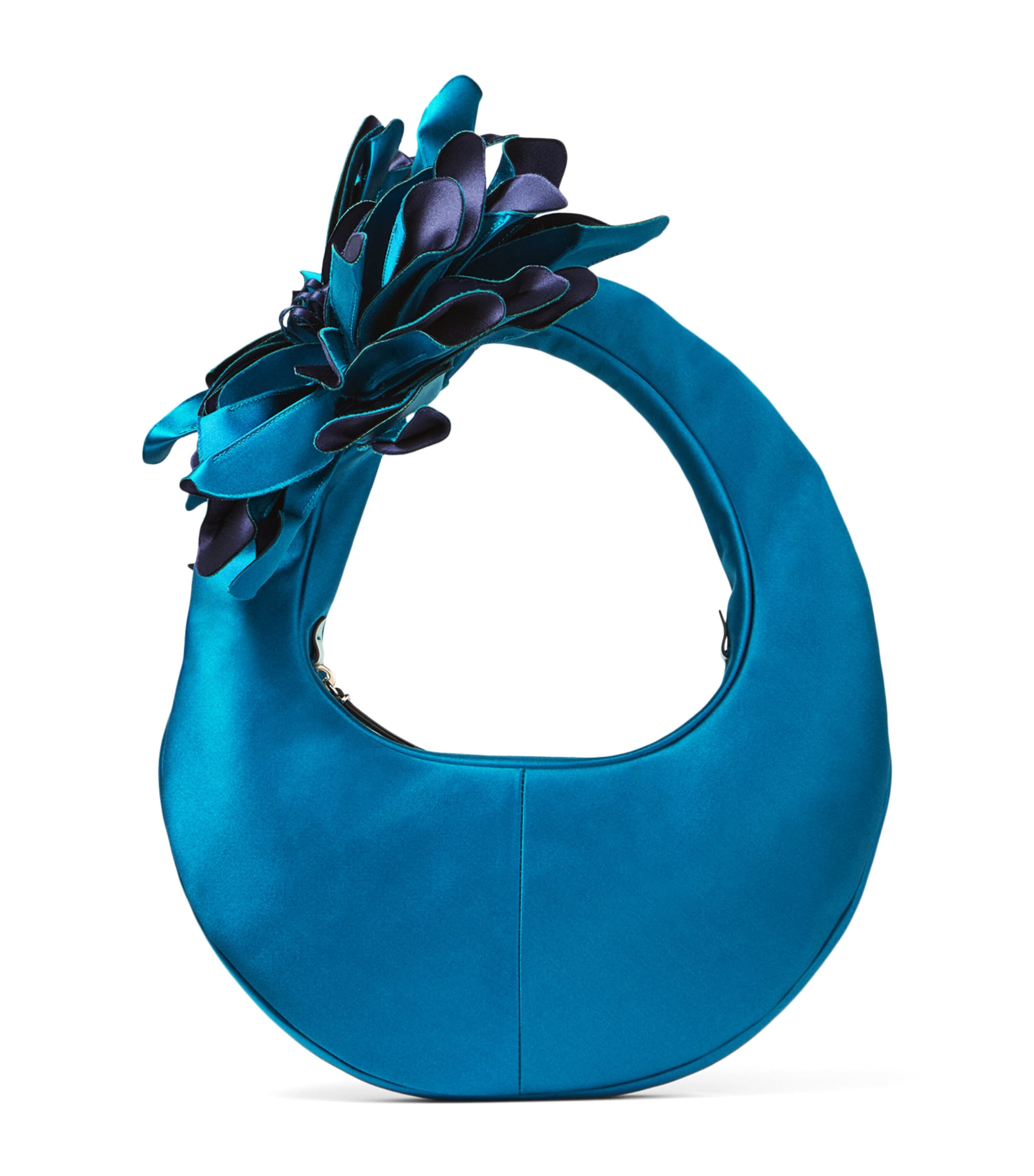 Jimmy Choo Satin Flower Shoulder Bag Lagoon/marine/light
