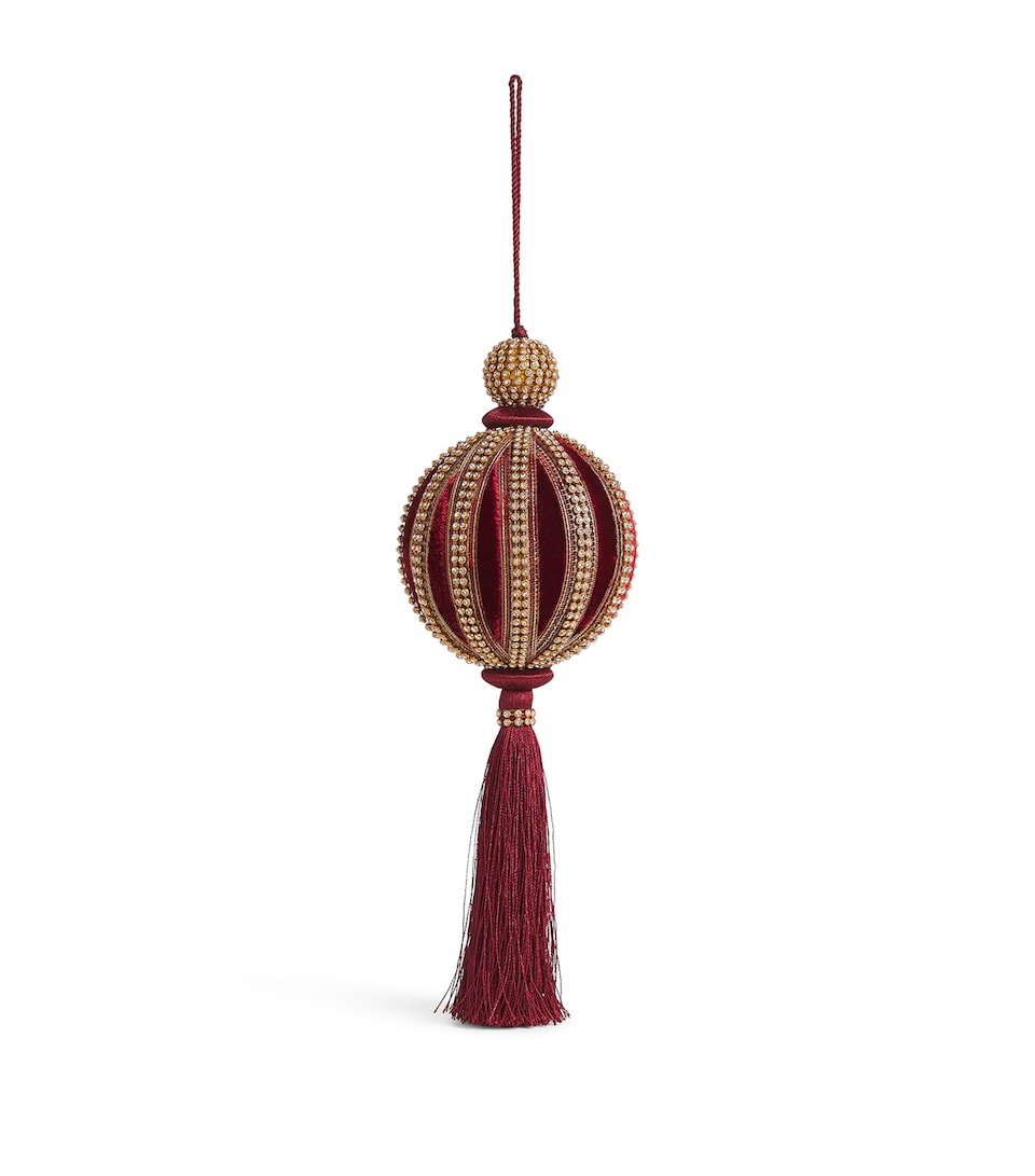 Tinker Tailor Velvet Crystal-Embellished Bauble Burgundy & Gold