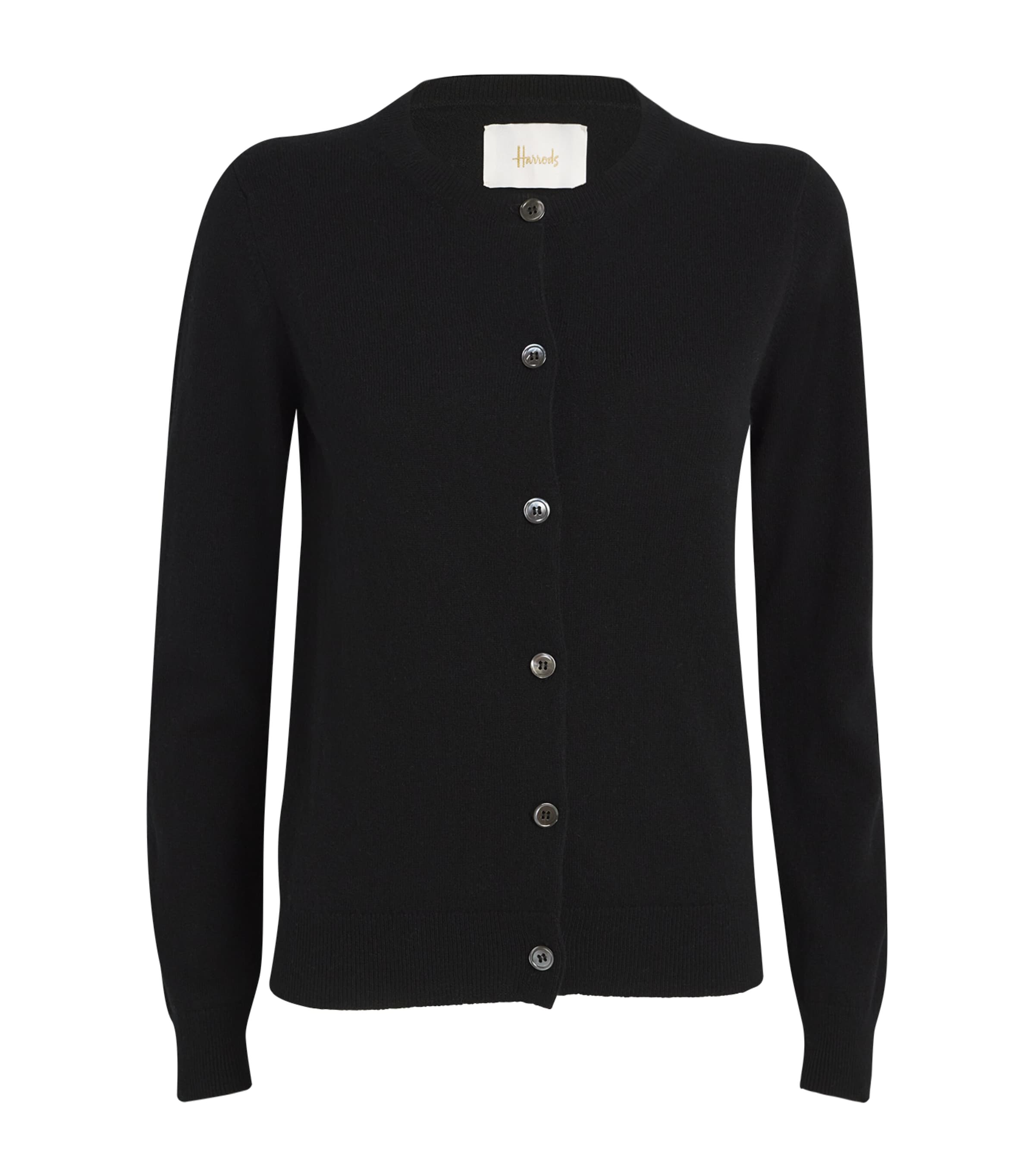 Harrods Womens Cashmere Crew-Neck Cardigan Black