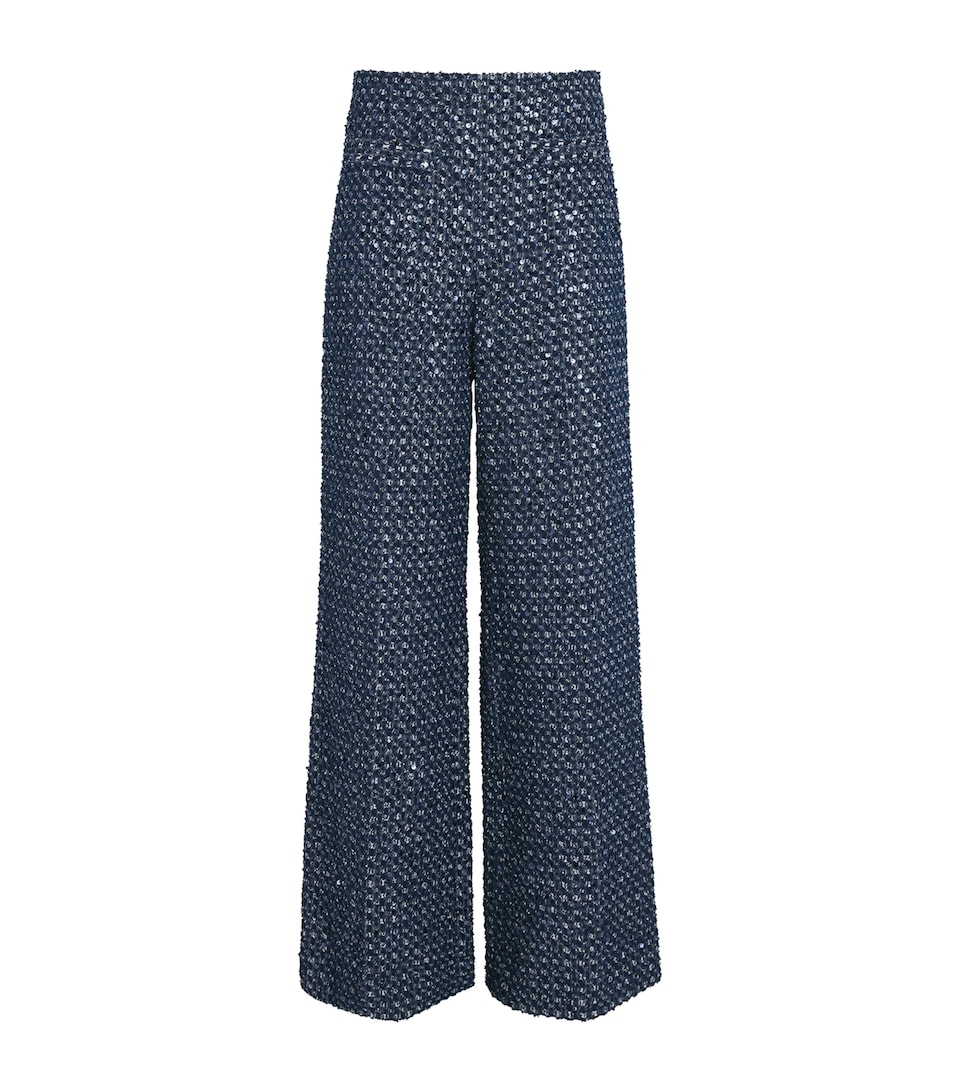 Sandro Paris Womens Sequinned Tailored Trousers Navy Blue