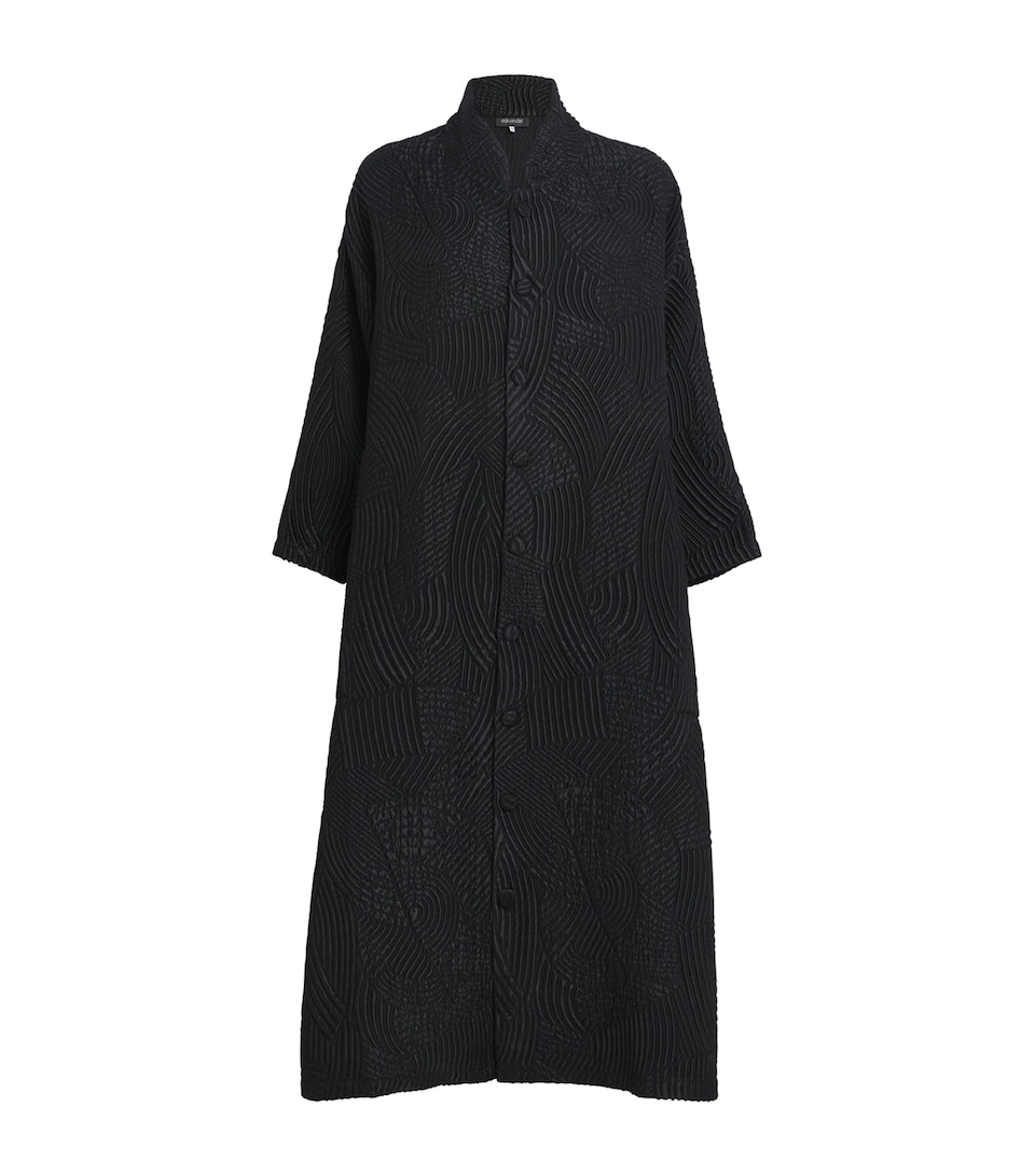 Silk-Wool-Blend Stand-Collar Coat