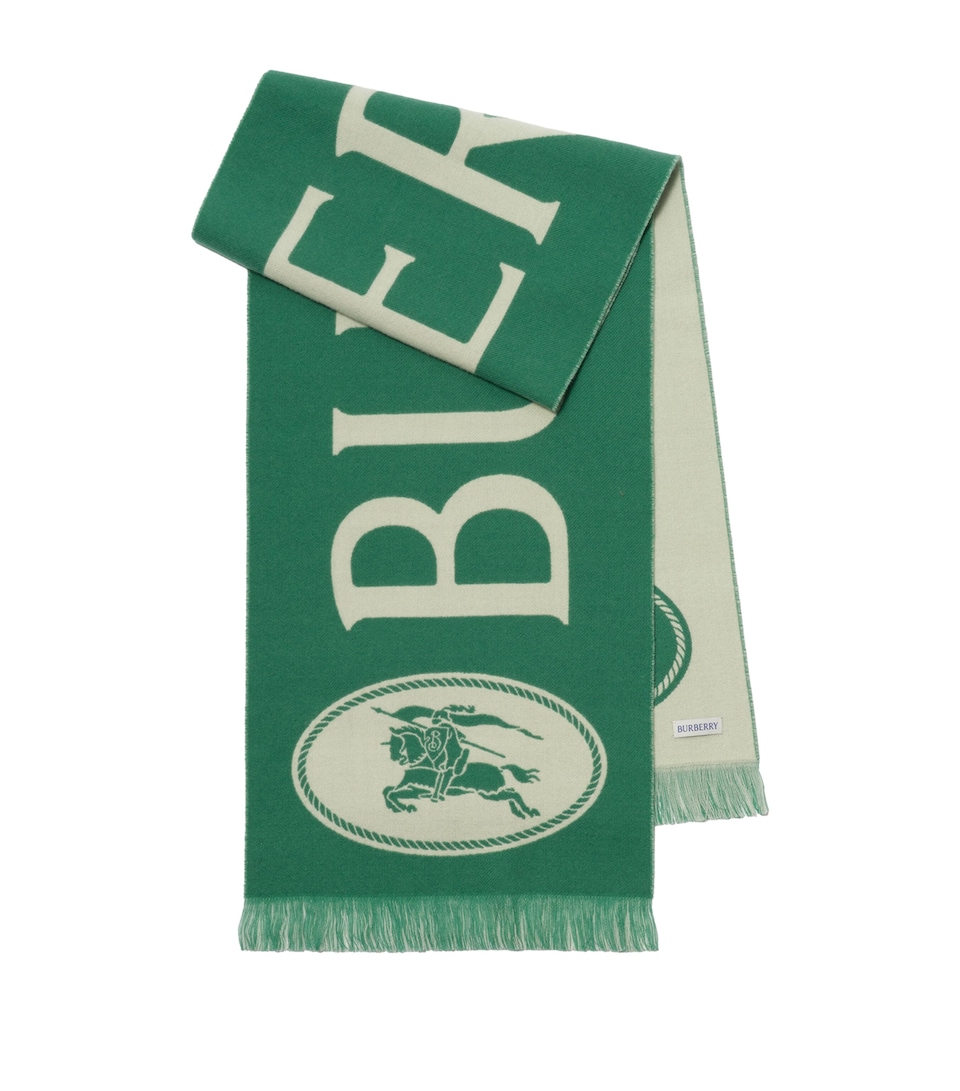 Burberry Wool Logo Scarf Tennis Green