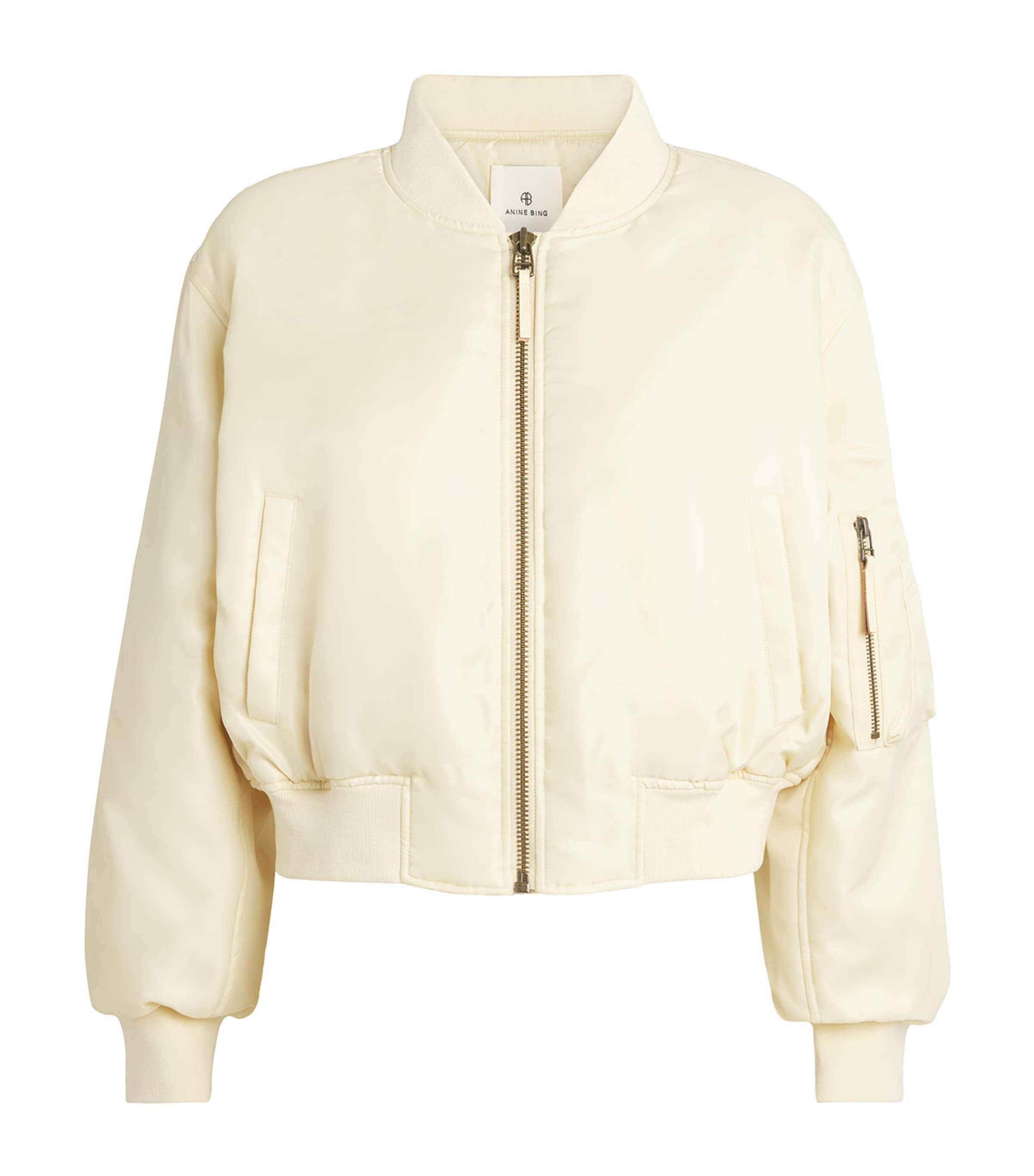 ANINE BING Womens Cropped Leon Bomber Jacket Cream