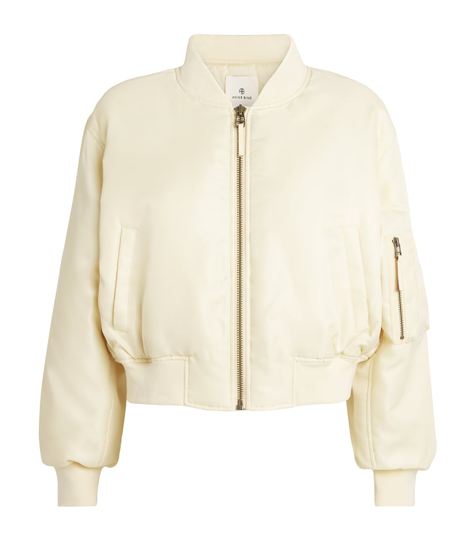 ANINE BING Womens Cropped Leon Bomber Jacket Cream