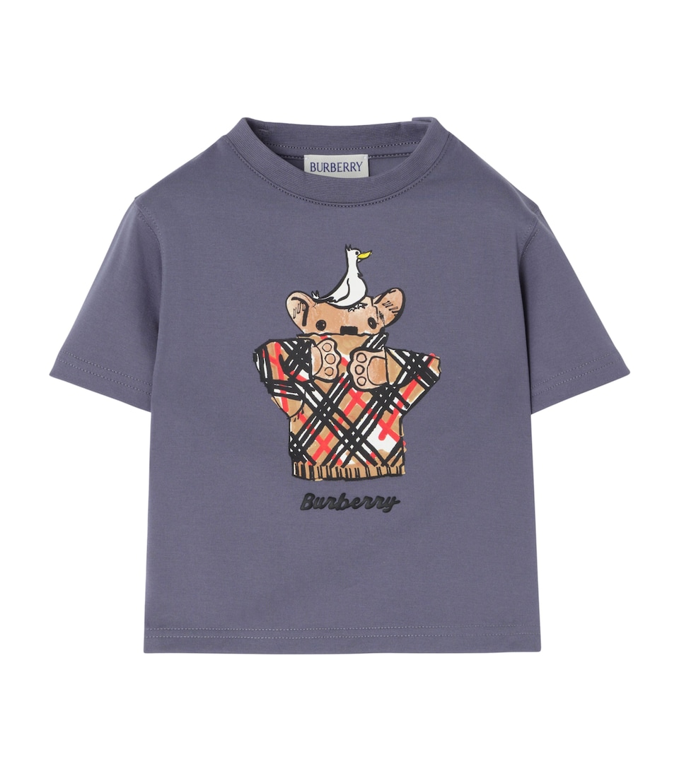 Burberry Kids Cotton Thomas Bear T-Shirt (6 Months - 3 Years) Damson Blue