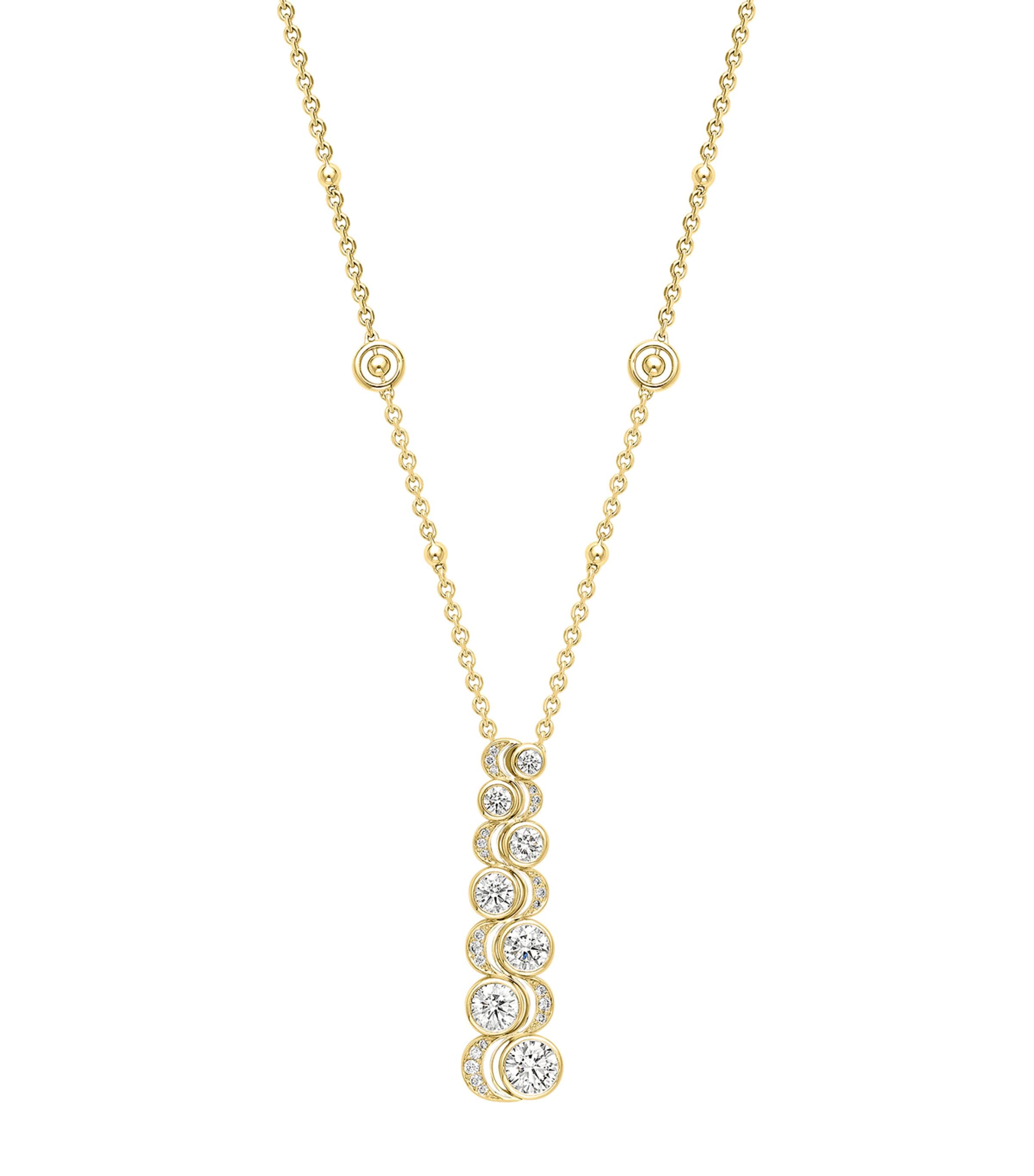 Yellow Gold and Diamond Over the Moon Necklace