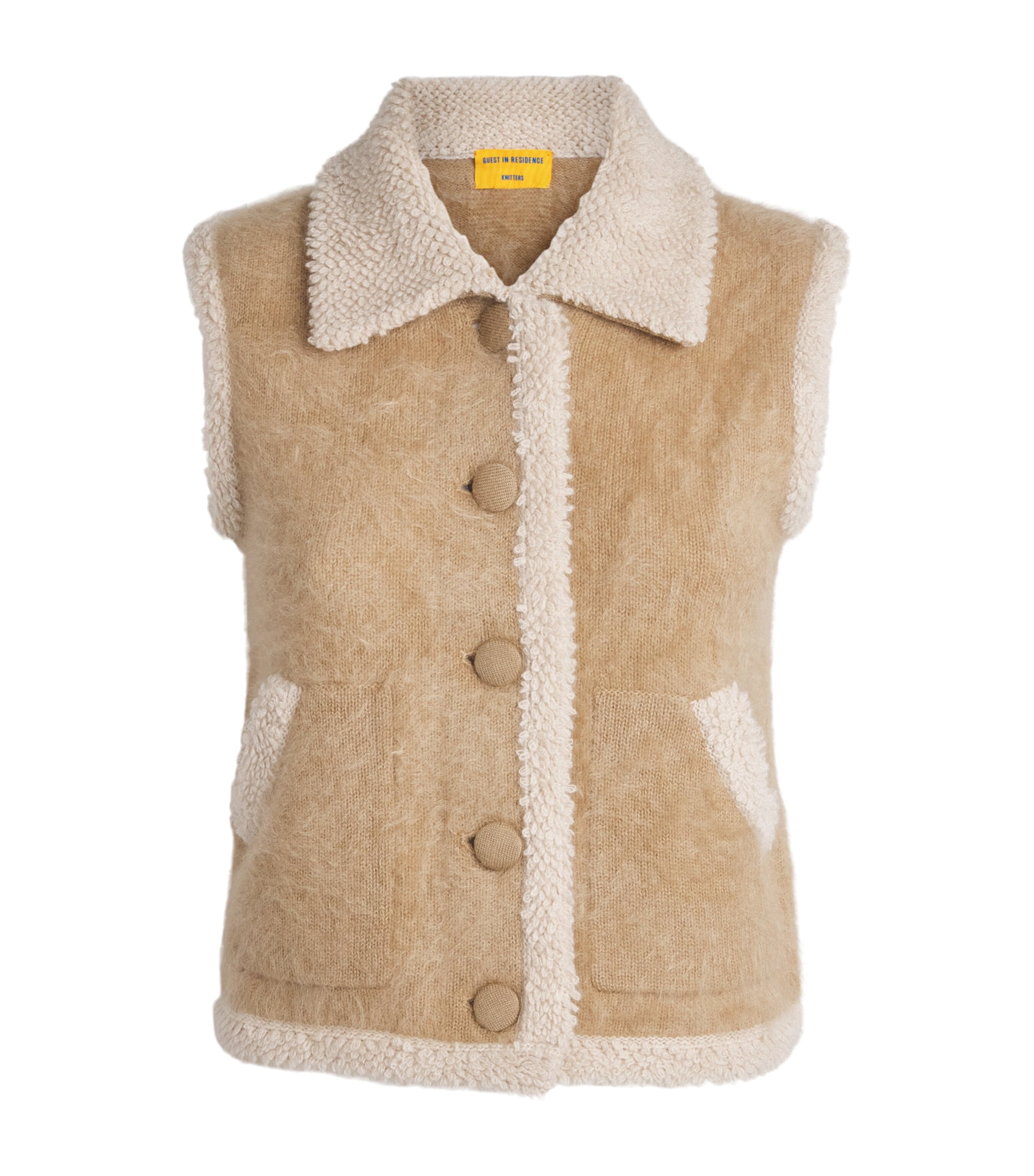 Guest In Residence Womens Cashmere Grizzly Wrangler Vest Camel