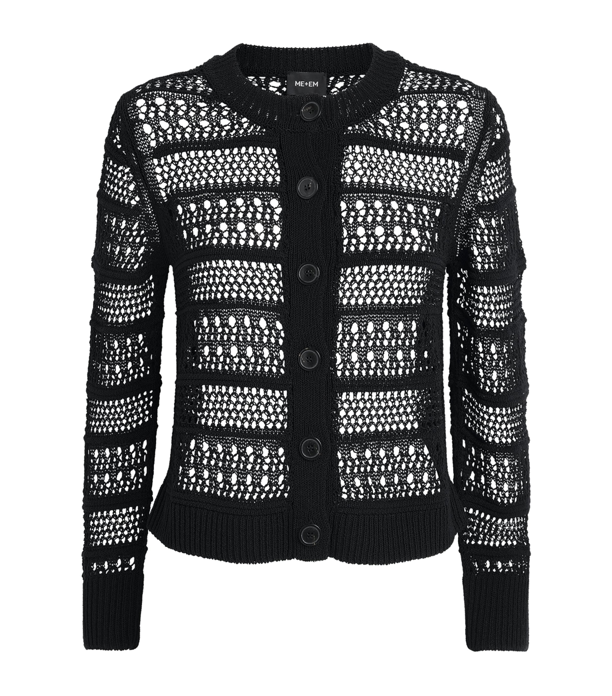 ME+EM Womens Open-Stitch Cardigan Black