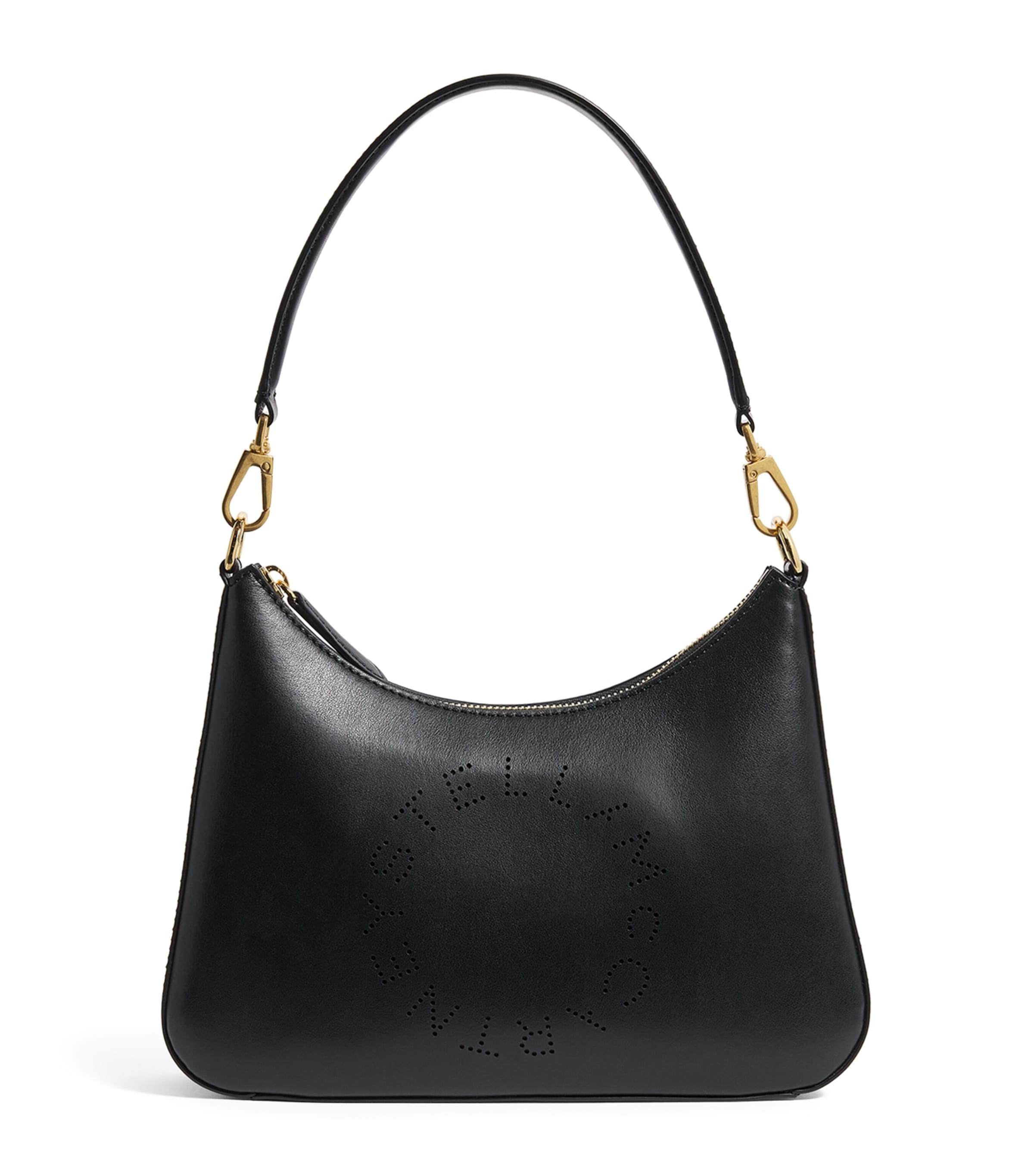 Faux Leather Logo Shoulder Bag