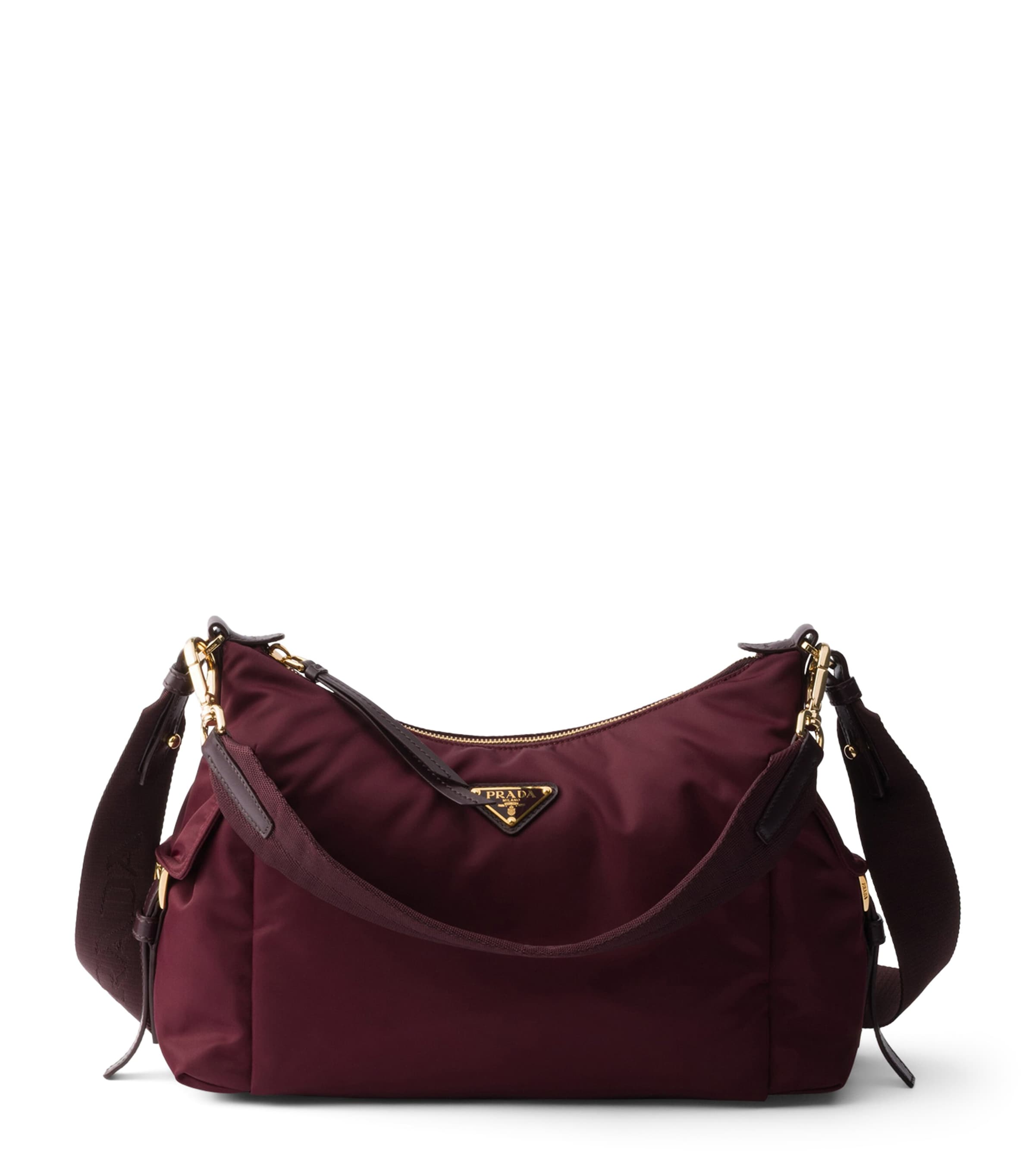 Prada Large Re-Nylon Explore Shoulder Bag Burgundy