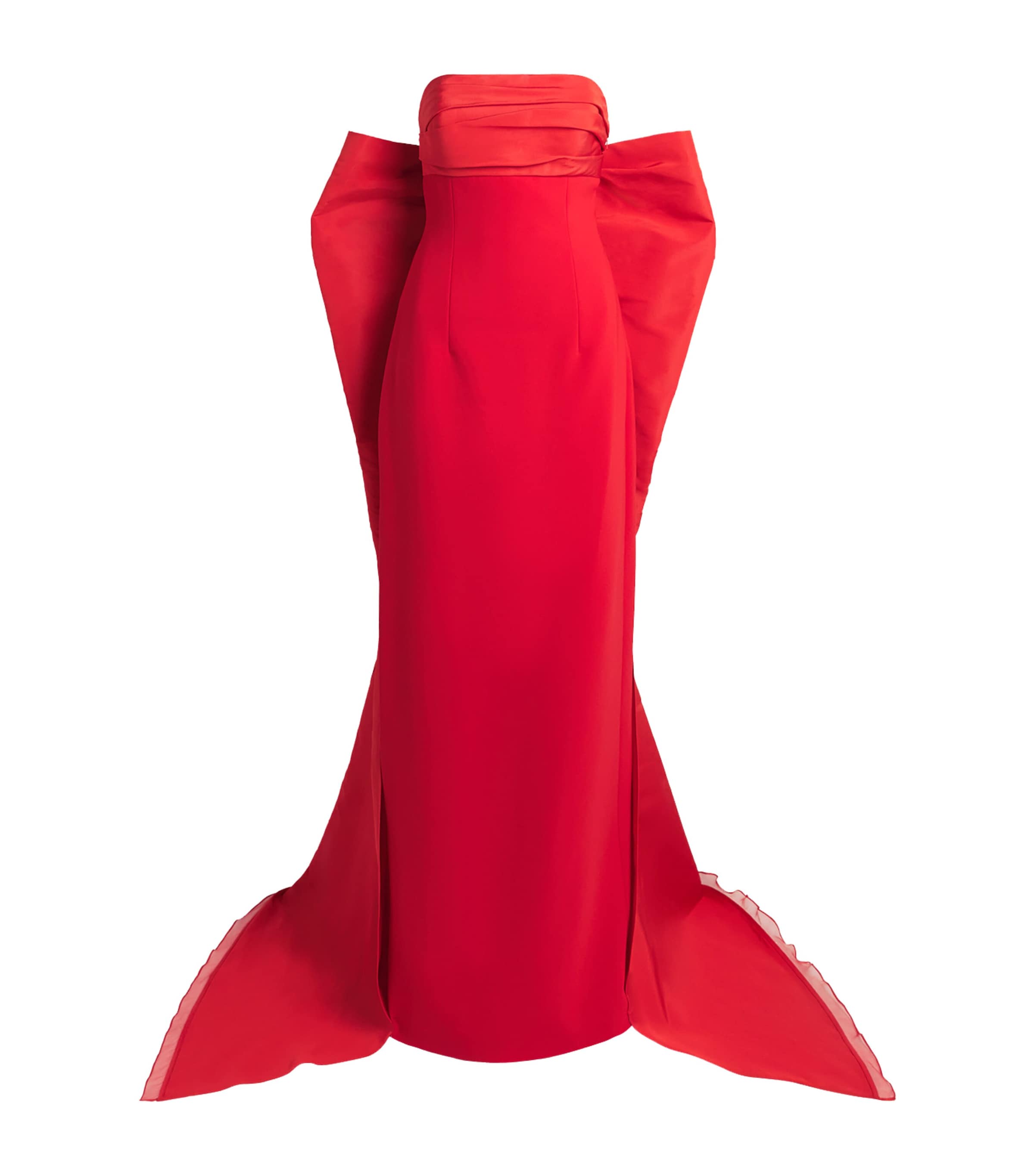 Carolina Herrera Womens Silk Bow-Train Gown Chili Red