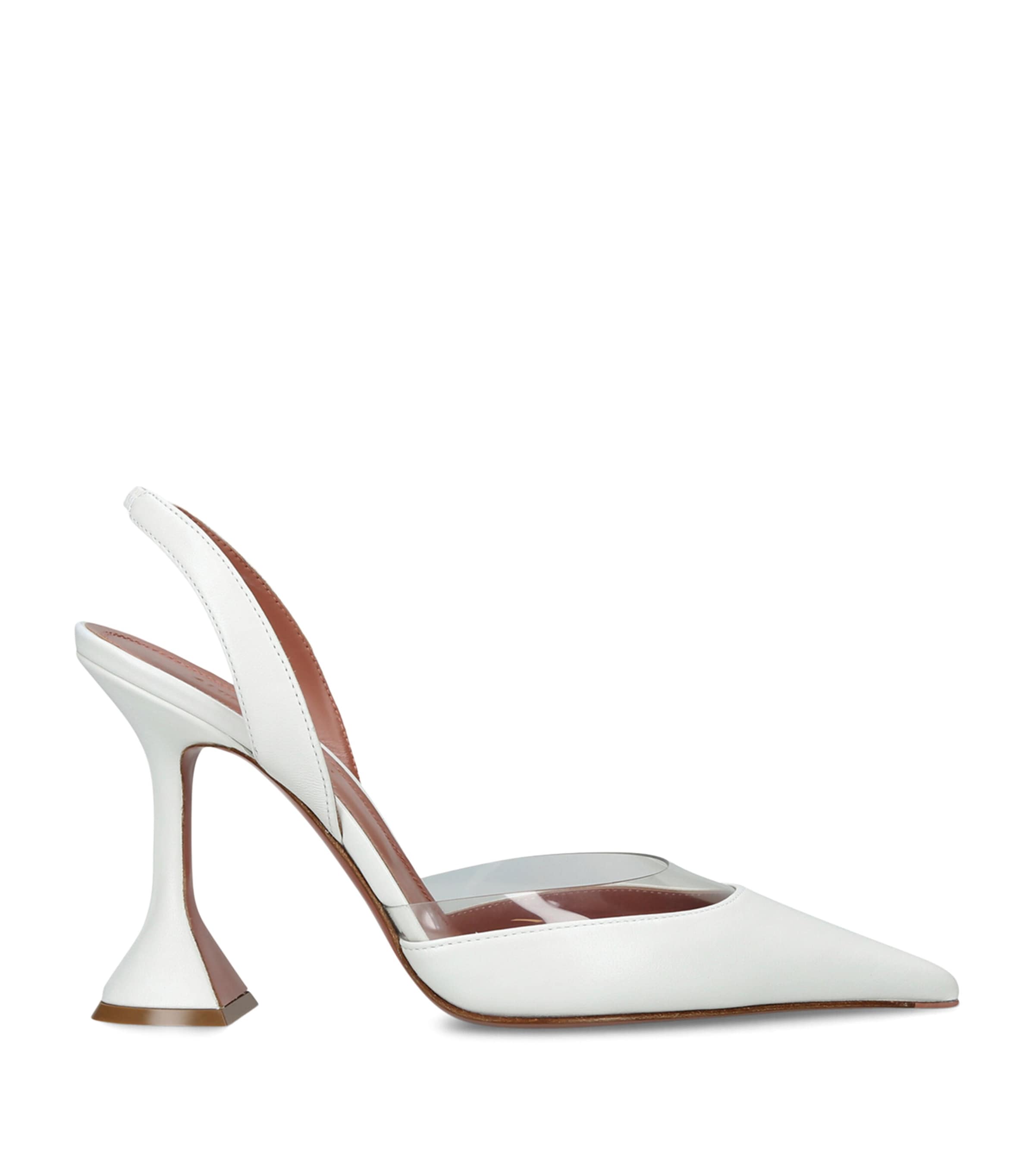 Amina Muaddi Leather Lara Slingbacks 95 White