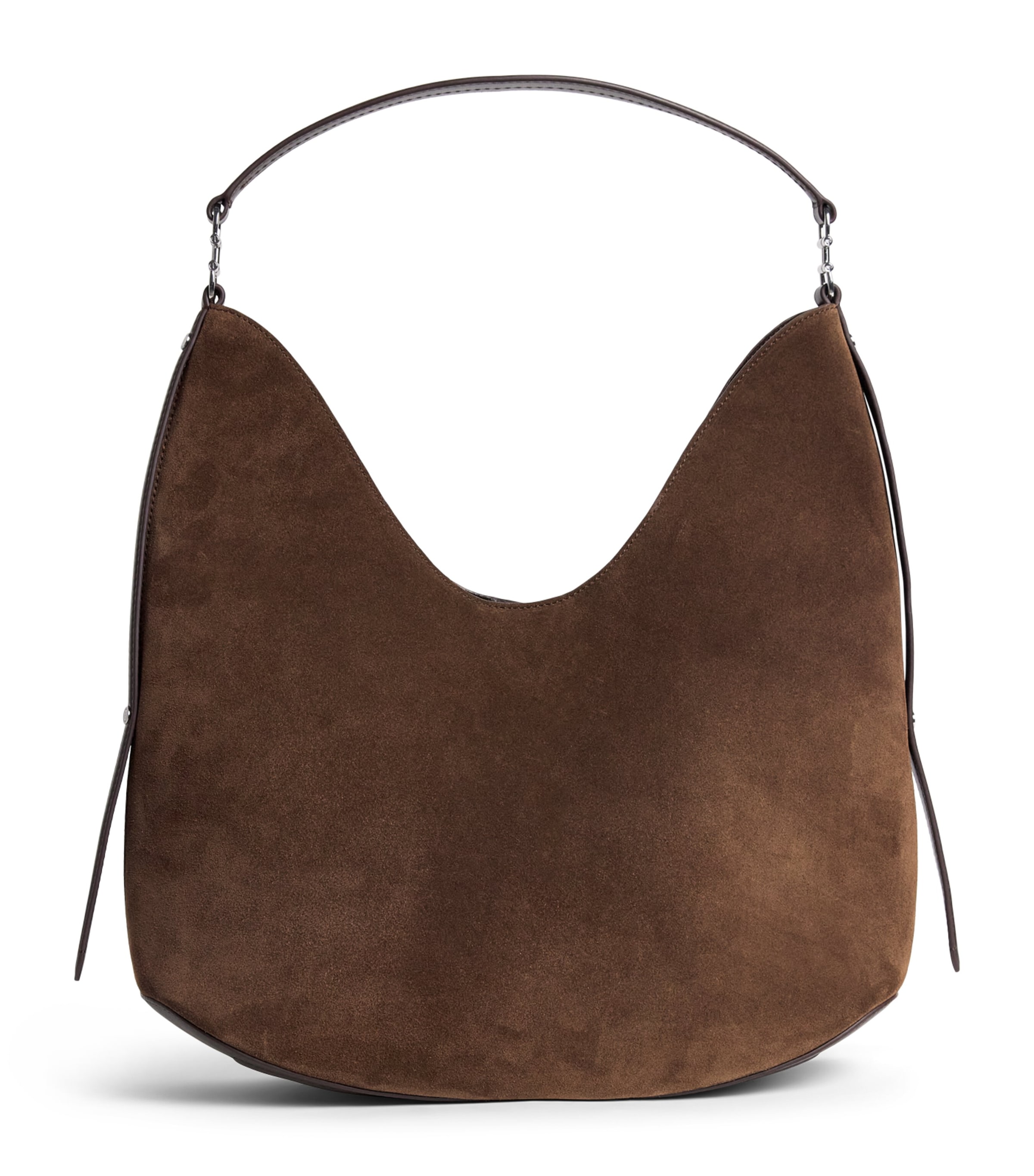 Harrods Medium Suede Penny Shoulder Bag Brown