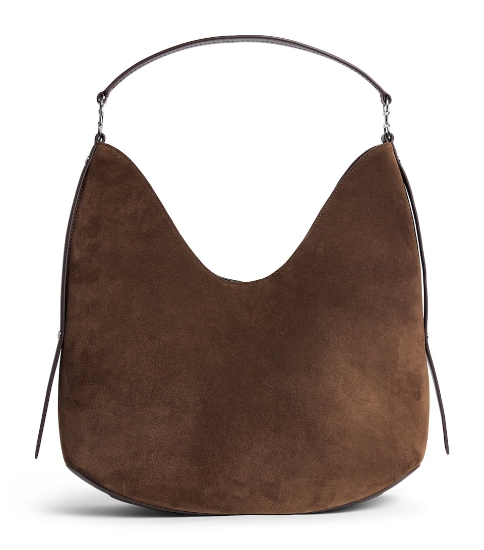 Harrods Medium Suede Penny Shoulder Bag Brown
