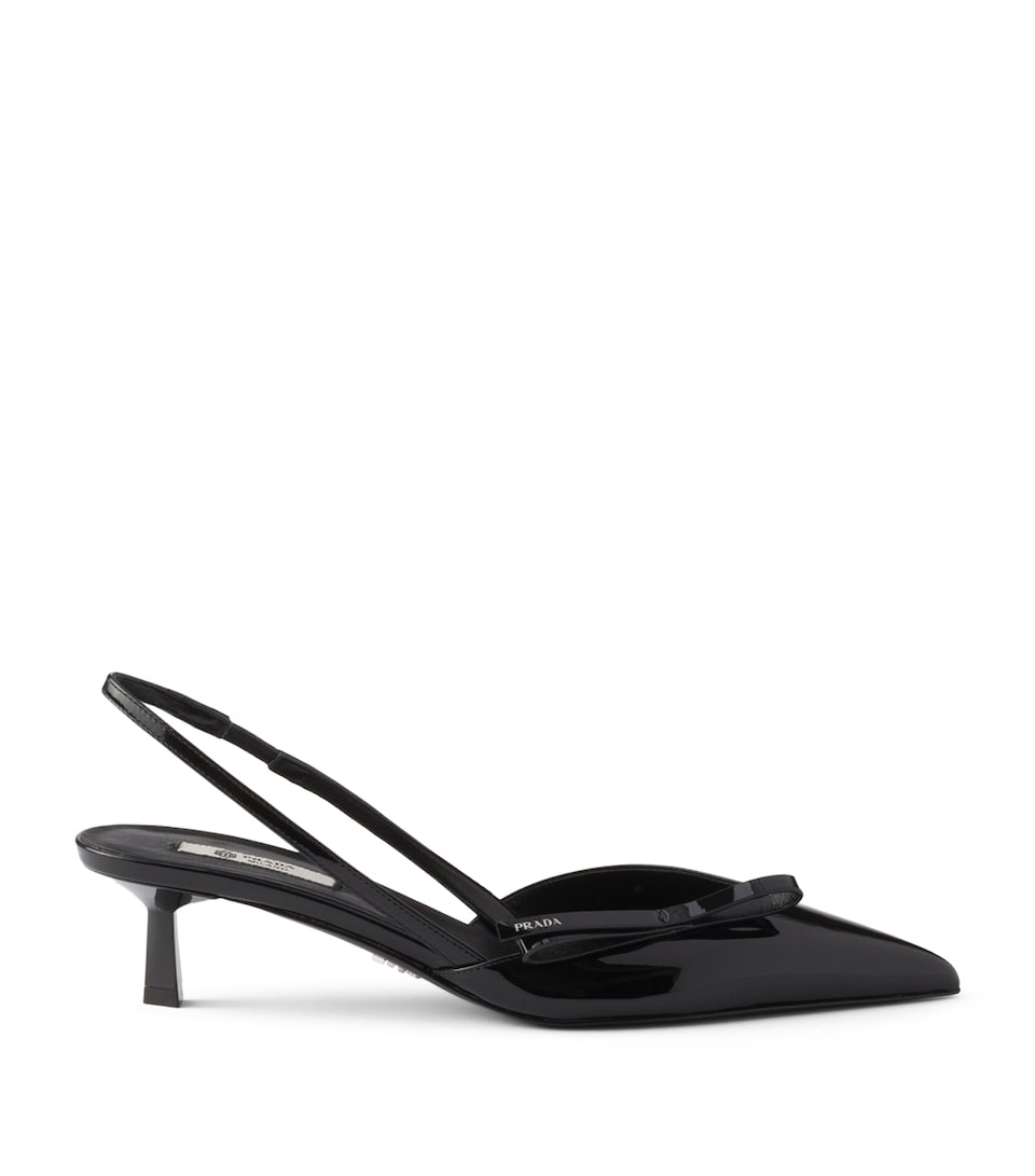 Prada Patent Leather Slingback Kitten Heels 45 Black