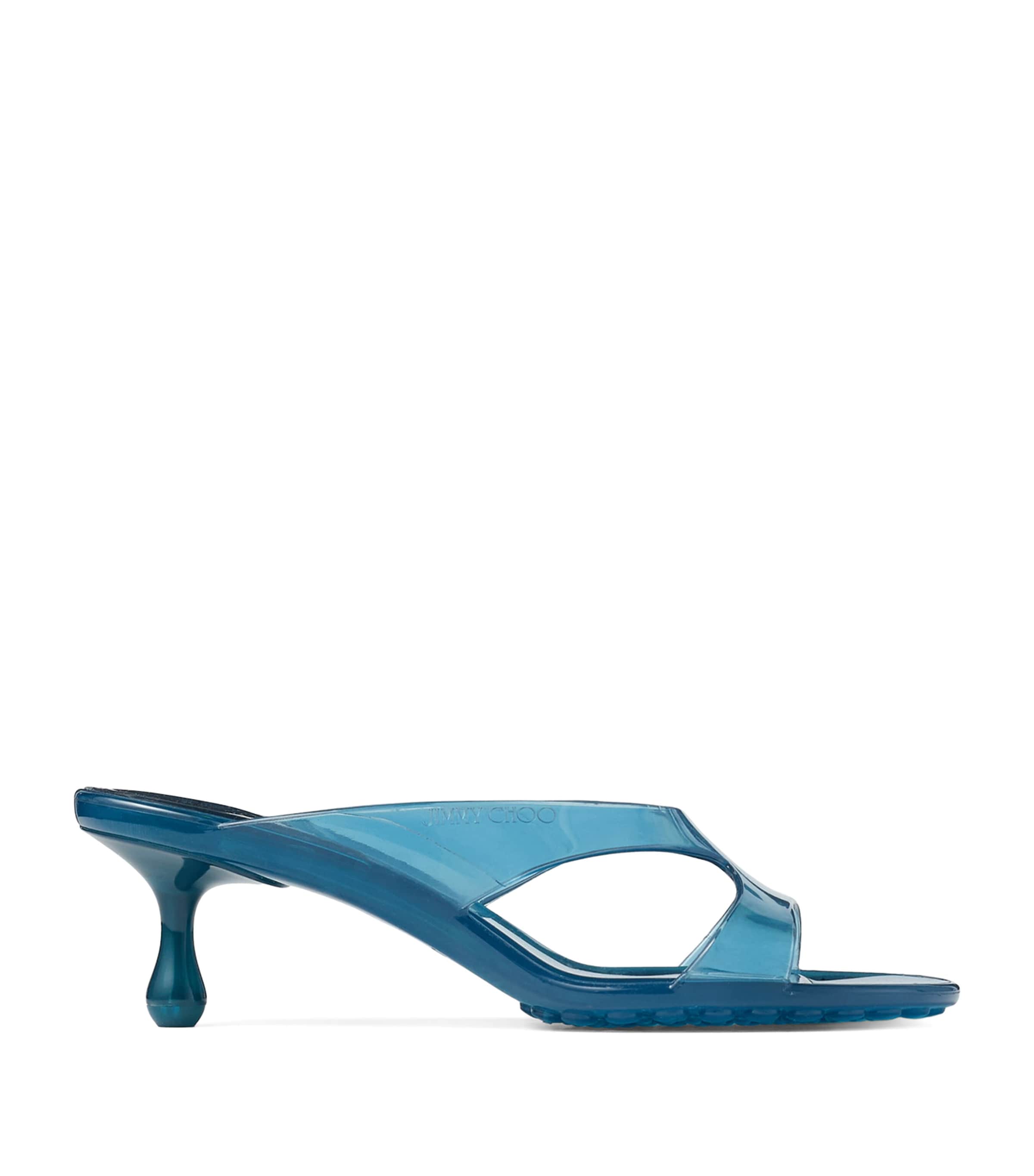 Jimmy Choo Jelly Drop 50 Glitter Heeled Mules Light Lagoon