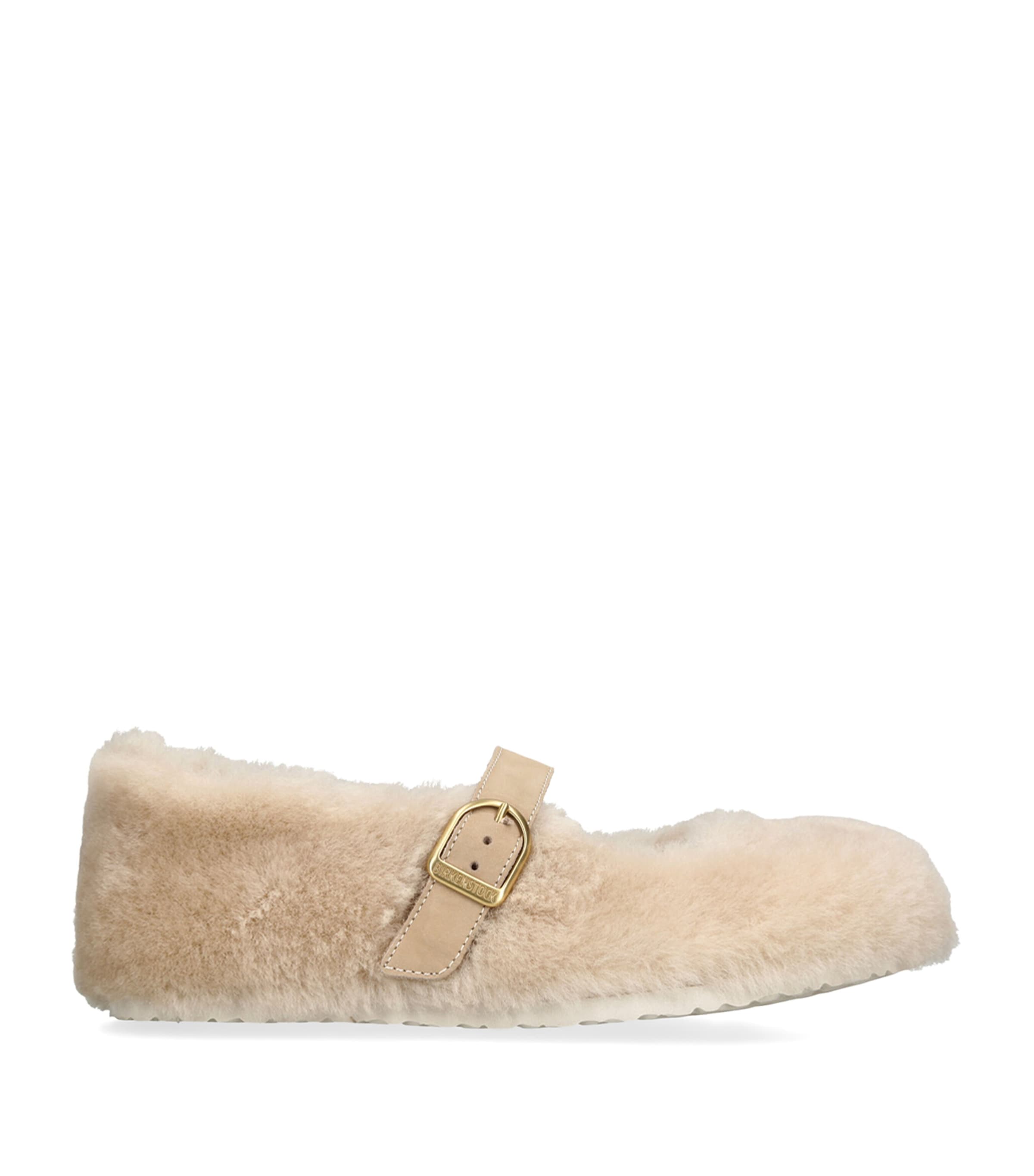 Birkenstock Shearling Santa Clarita Ballet Flats Cream