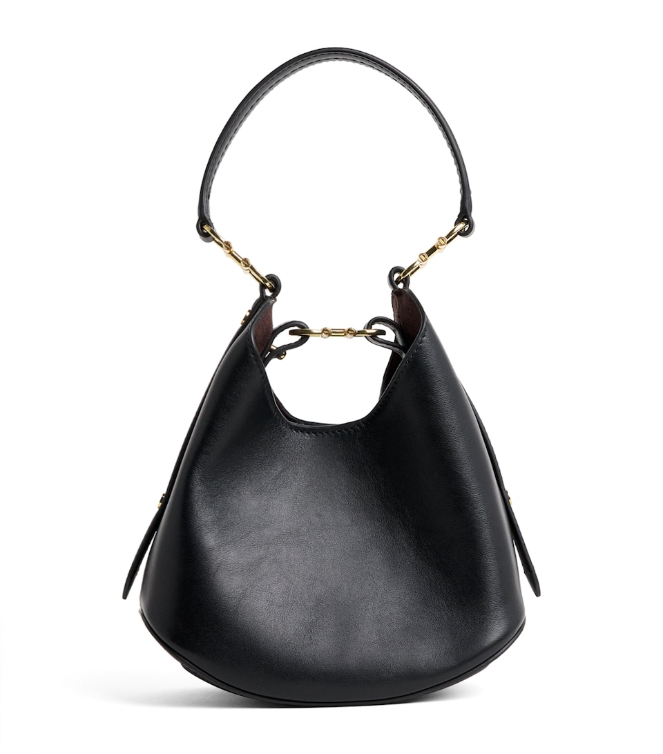Harrods Small Leather Penny Shoulder Bag Black