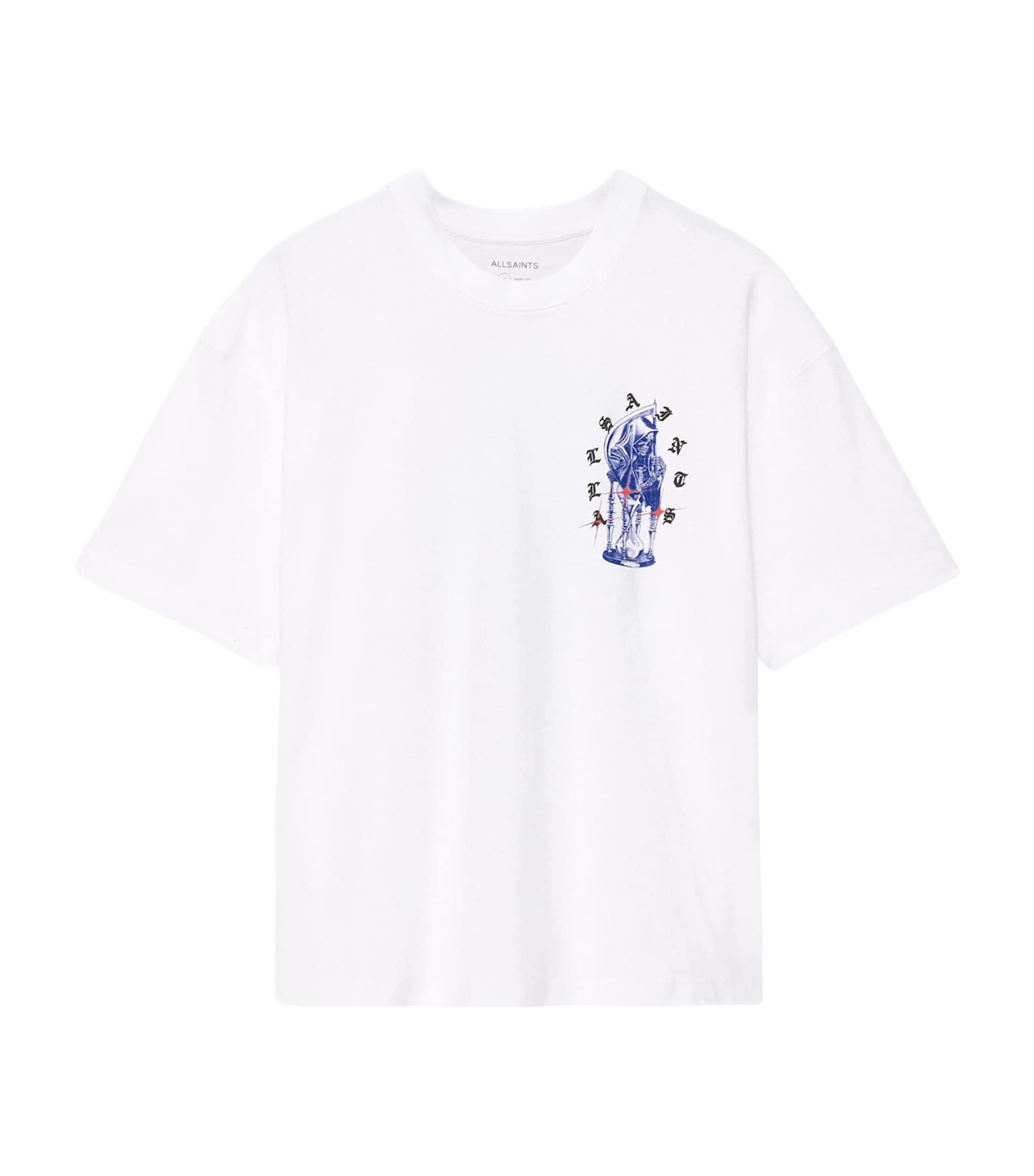 AllSaints Mens Organic Cotton Timer T-Shirt Optic White
