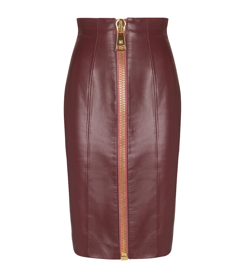 Lambskin Zip-Up Pencil Skirt