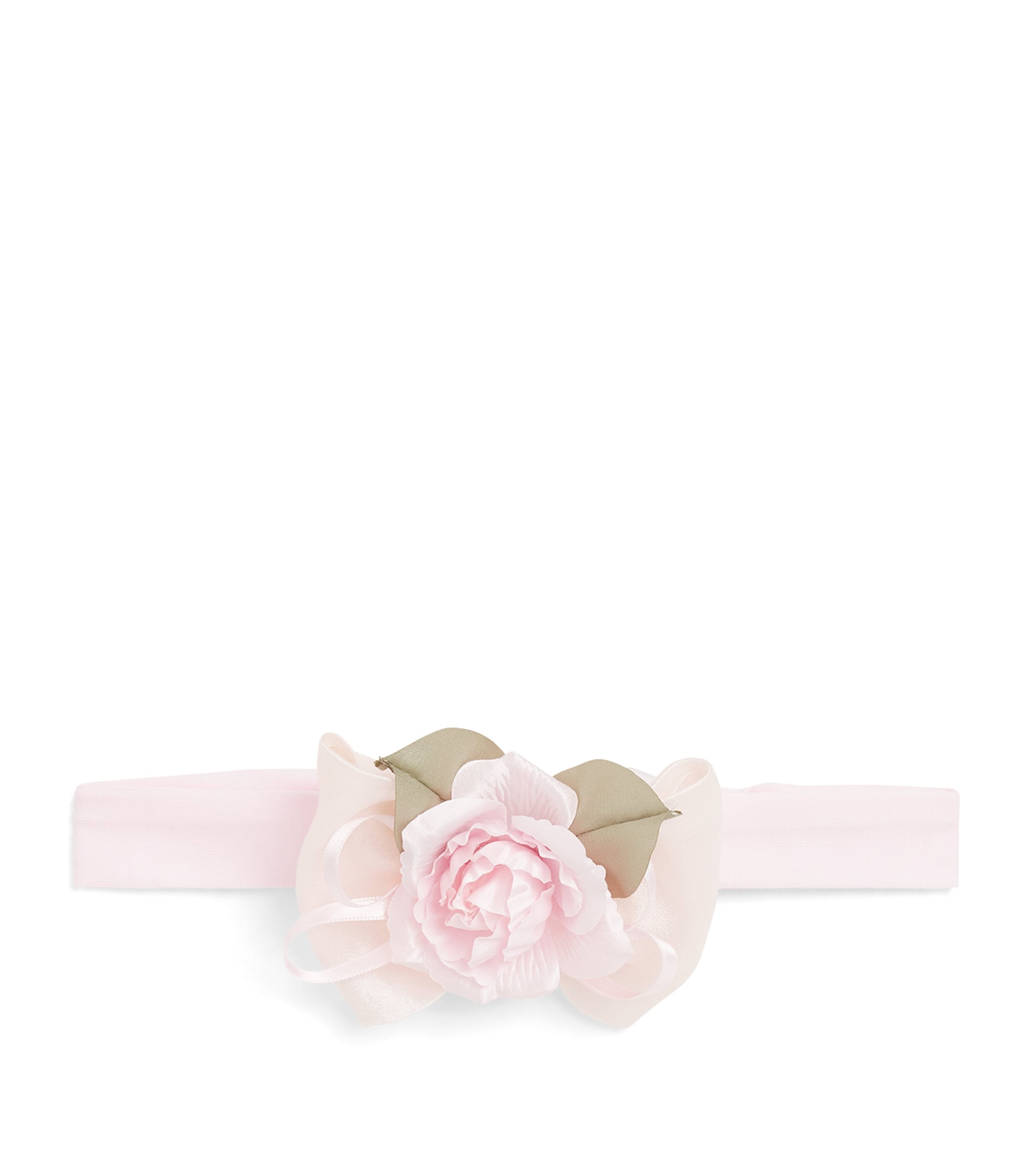 Monnalisa Bow and Flower Headband Antique Pink