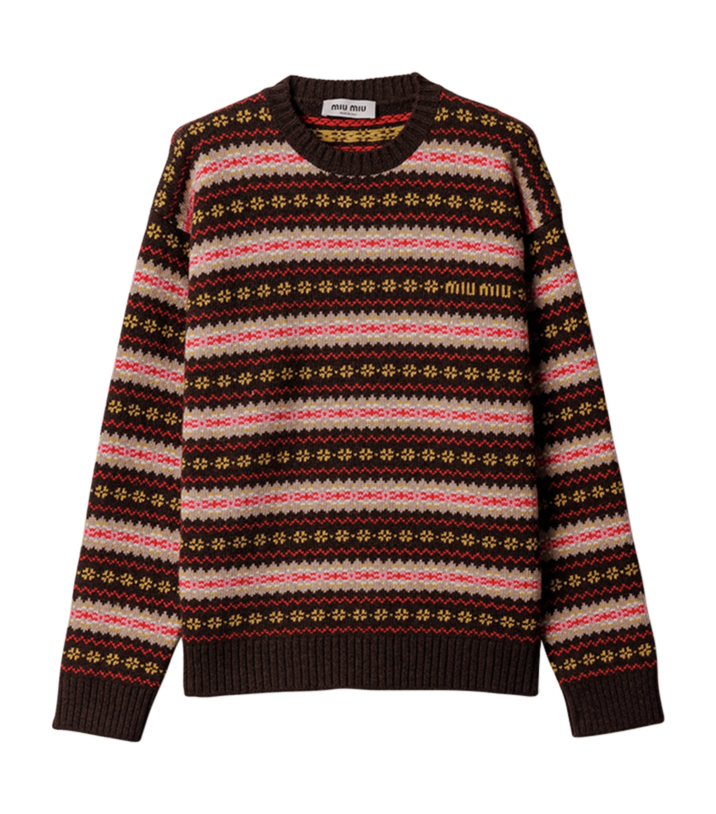 Miu Miu Womens Wool Fair Isle Sweater