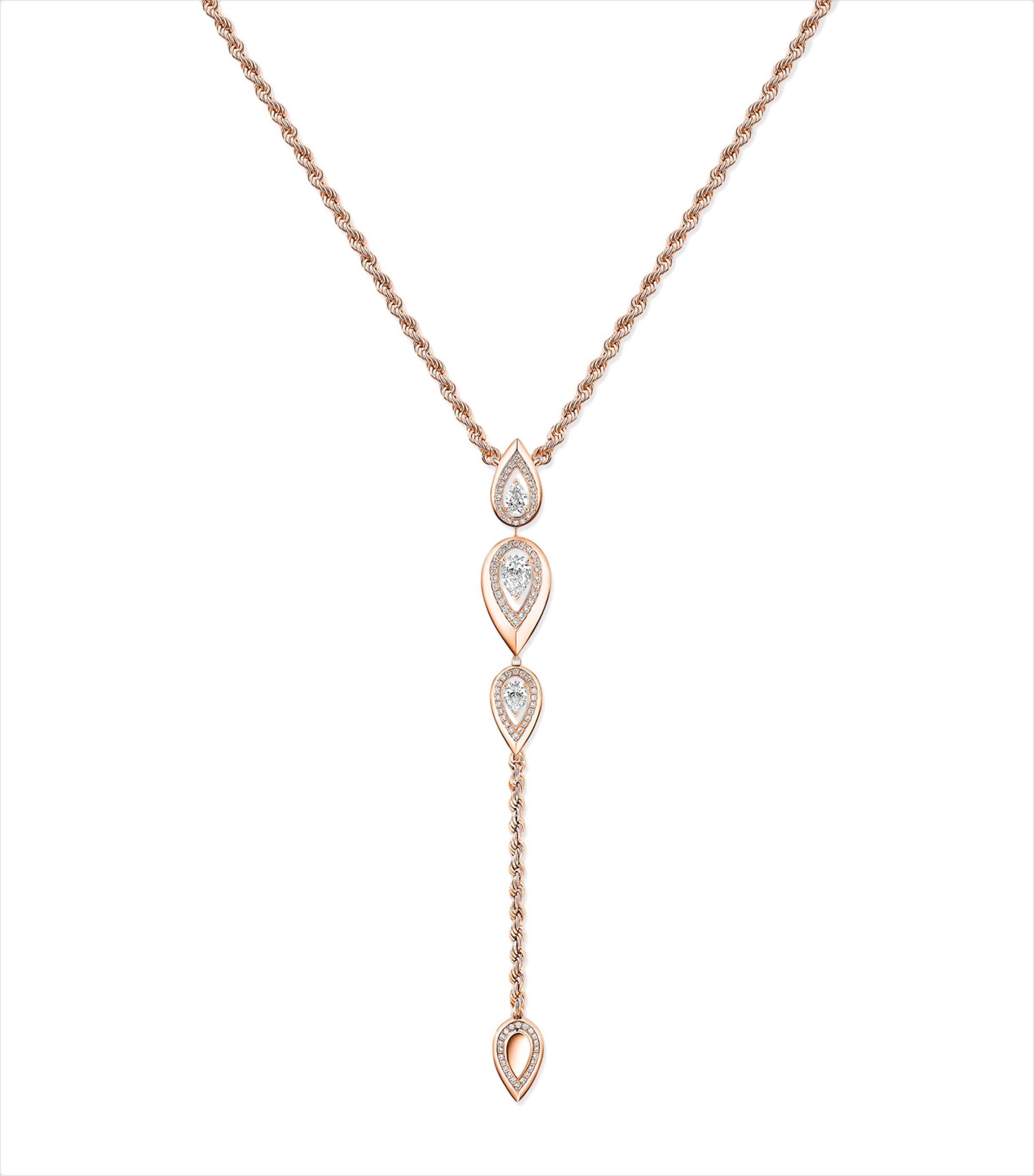 Messika Fiery Diamond and Pink Gold Tie Necklace (0.71ct) Pink Gold
