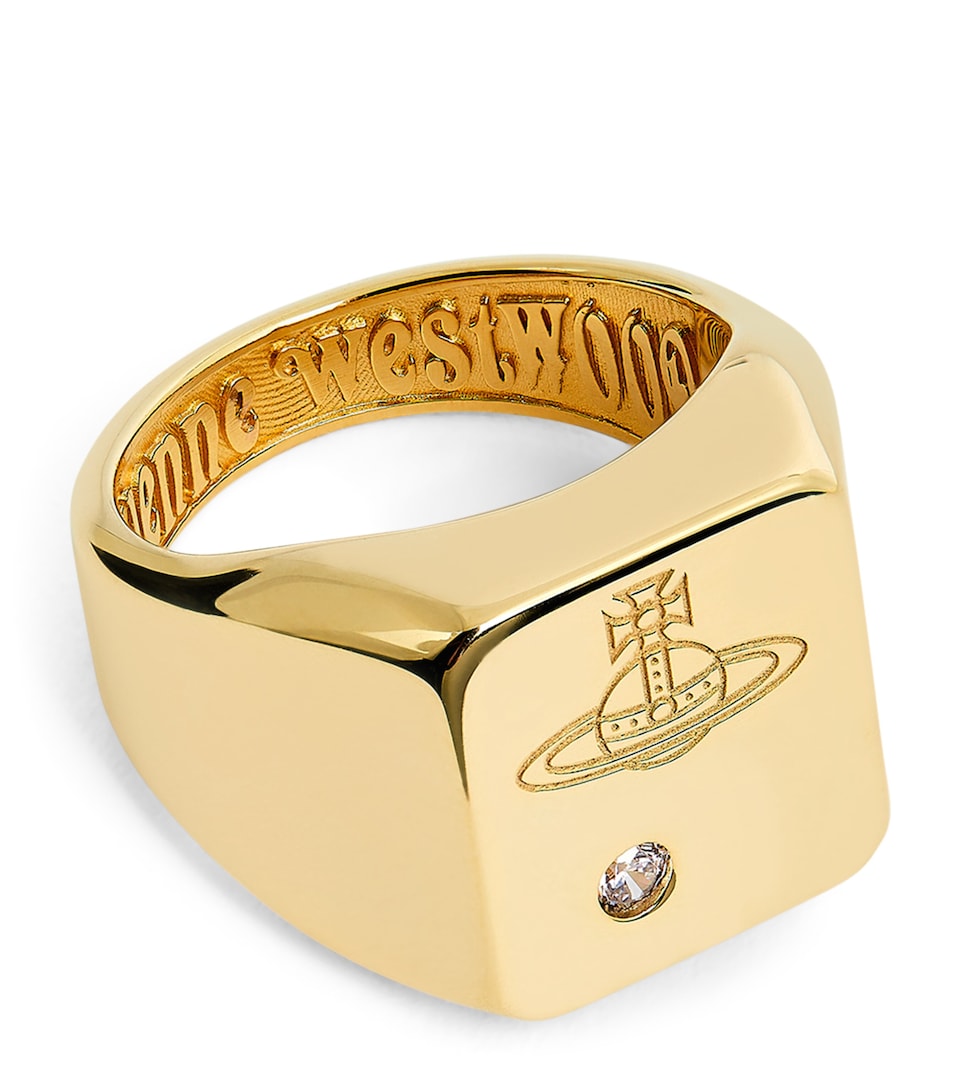 Sterling Silver and Crystal Carlo Orb Signet Ring