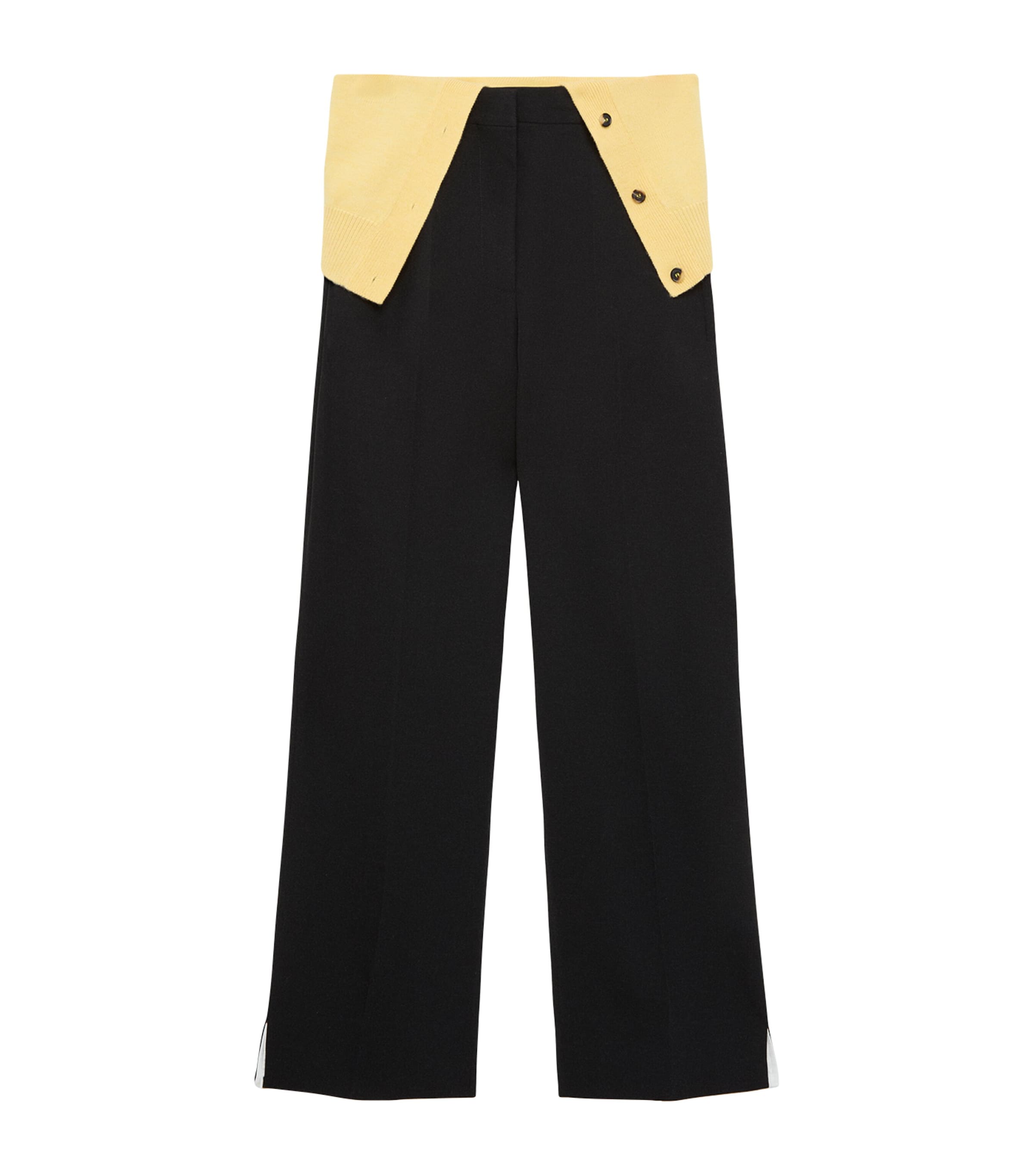 LOEWE Womens Wool-Blend Knit-Detail Trousers Black