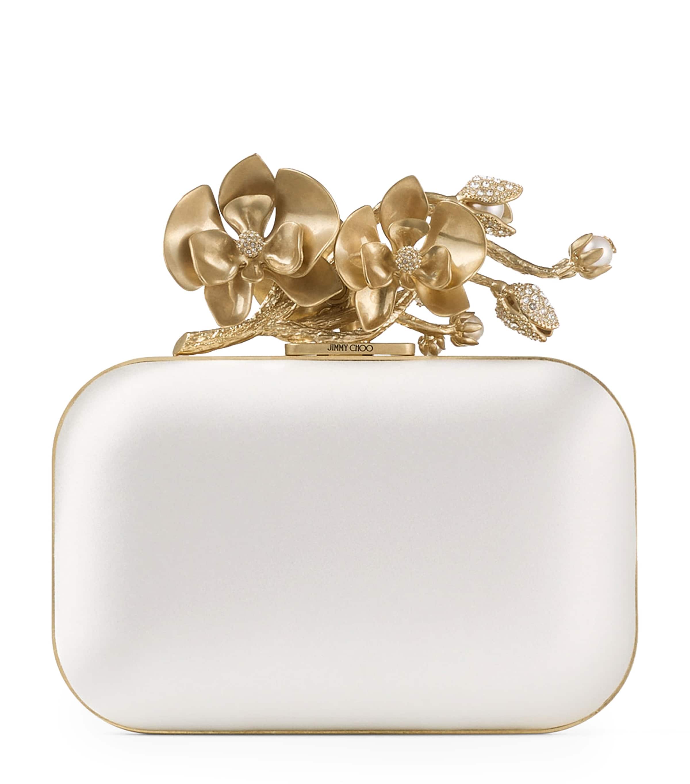Jimmy Choo Cloud Satin Clutch Bag Ivory