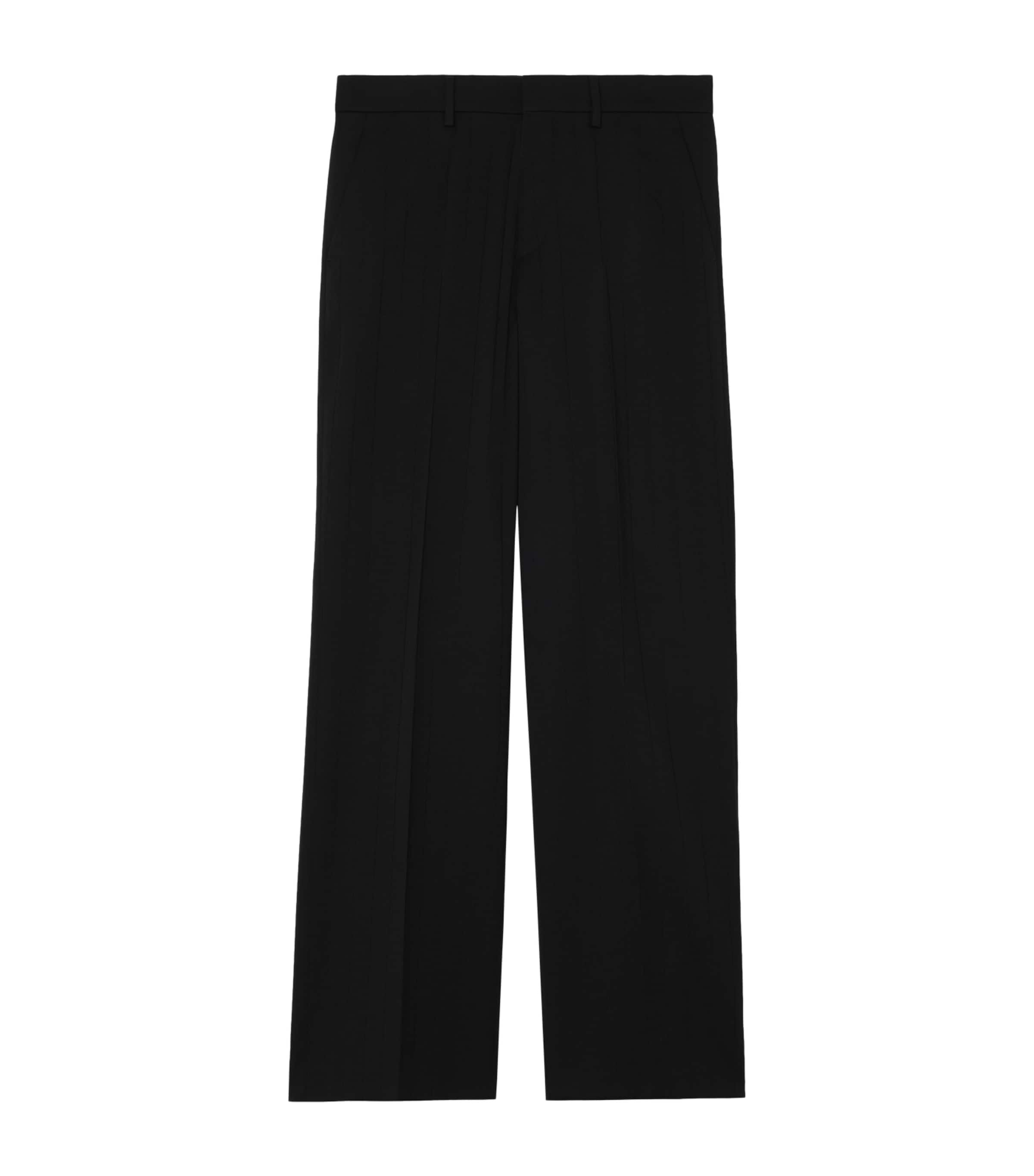 Burberry Mens Wool Grain de Poudre Tailored Trousers Black Stripe