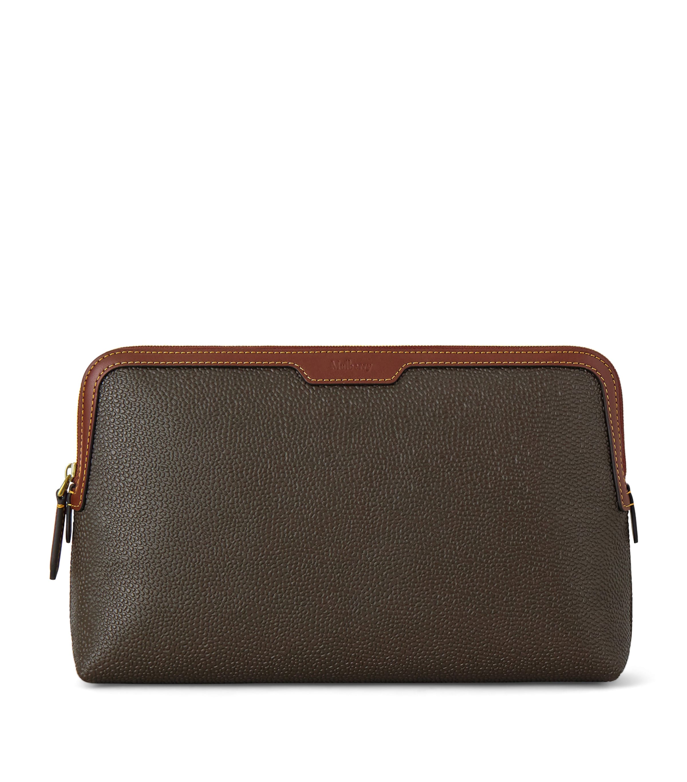 Mulberry Medium Scotchgrain Cosmetic Pouch Mole Cognac