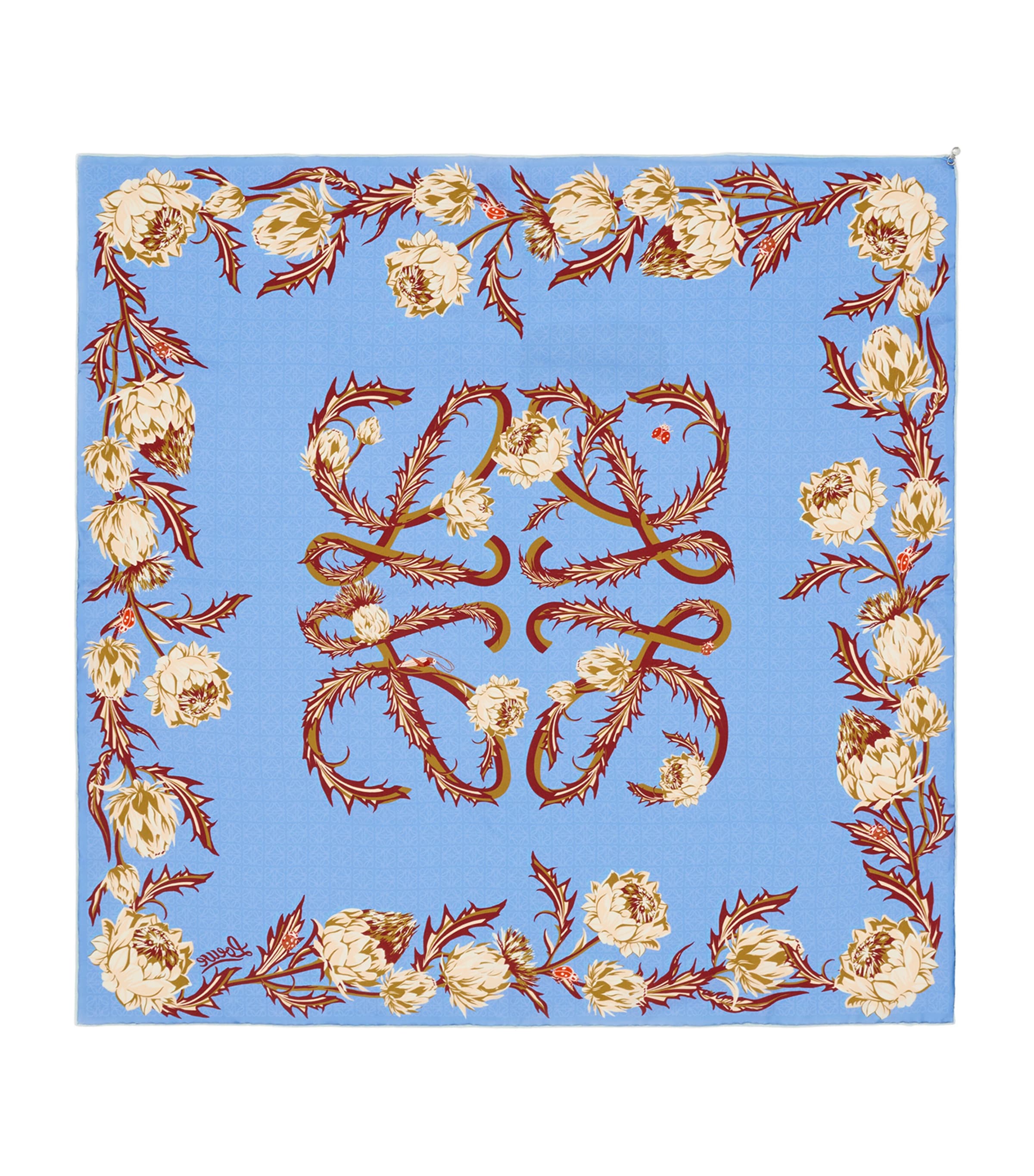 LOEWE x Paula's Ibiza Silk Anagram Scarf Light Blue/blue