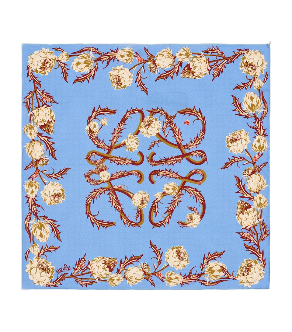 LOEWE x Paula's Ibiza Silk Anagram Scarf Light Blue/blue
