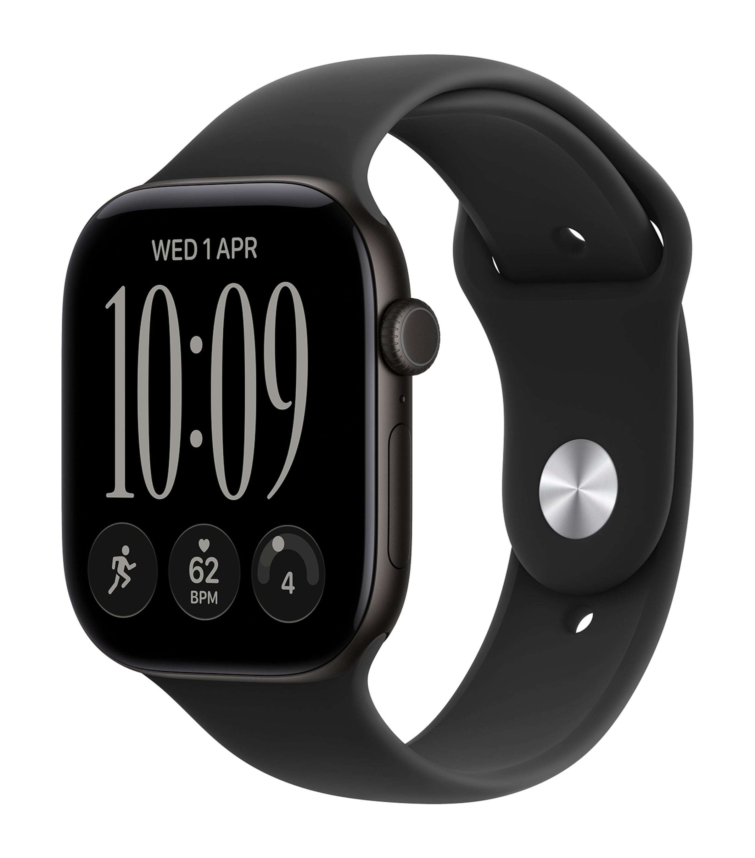 Apple Apple Watch Series 12 GPS – Black Aluminium with Black Sport Band, 46mm, Medium/Large Black