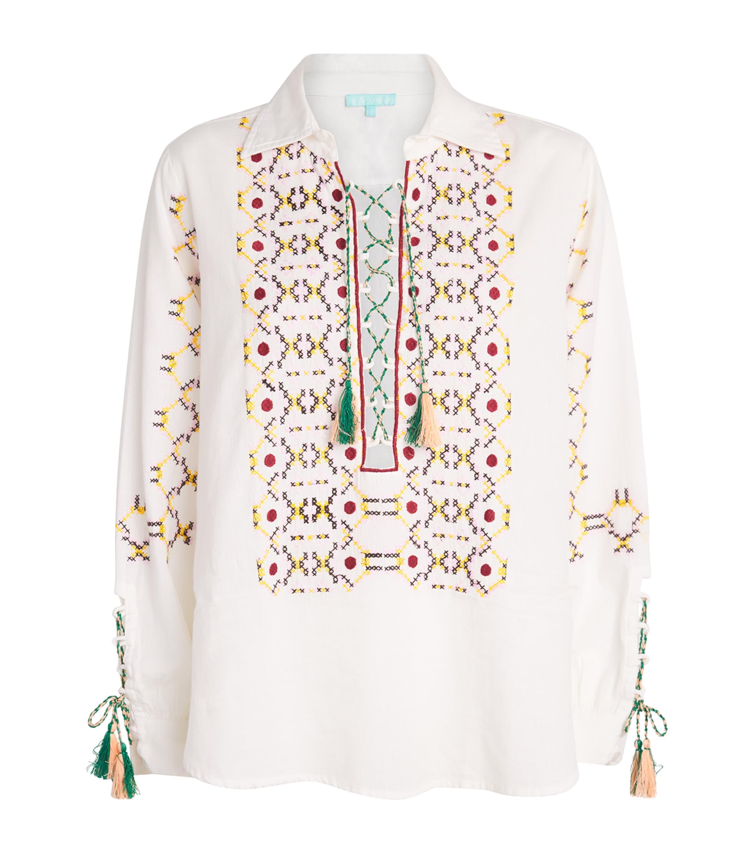 Melissa Odabash Womens Cotton-Linen Tasmin Tunic Top White/yellow