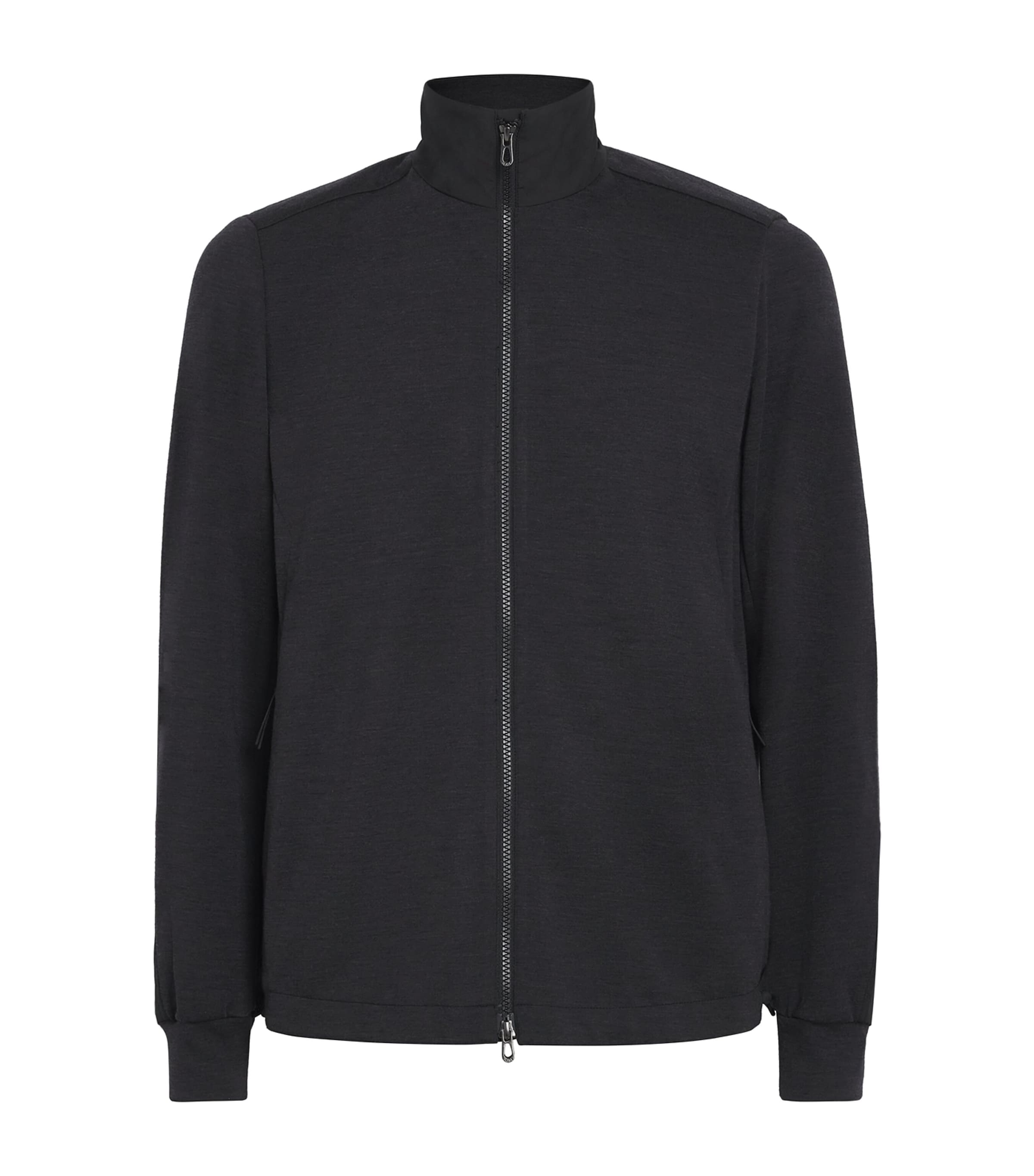 Sease Mens Virgin Wool-Blend Explorer Zip-Up Sweatshirt Lead Grey