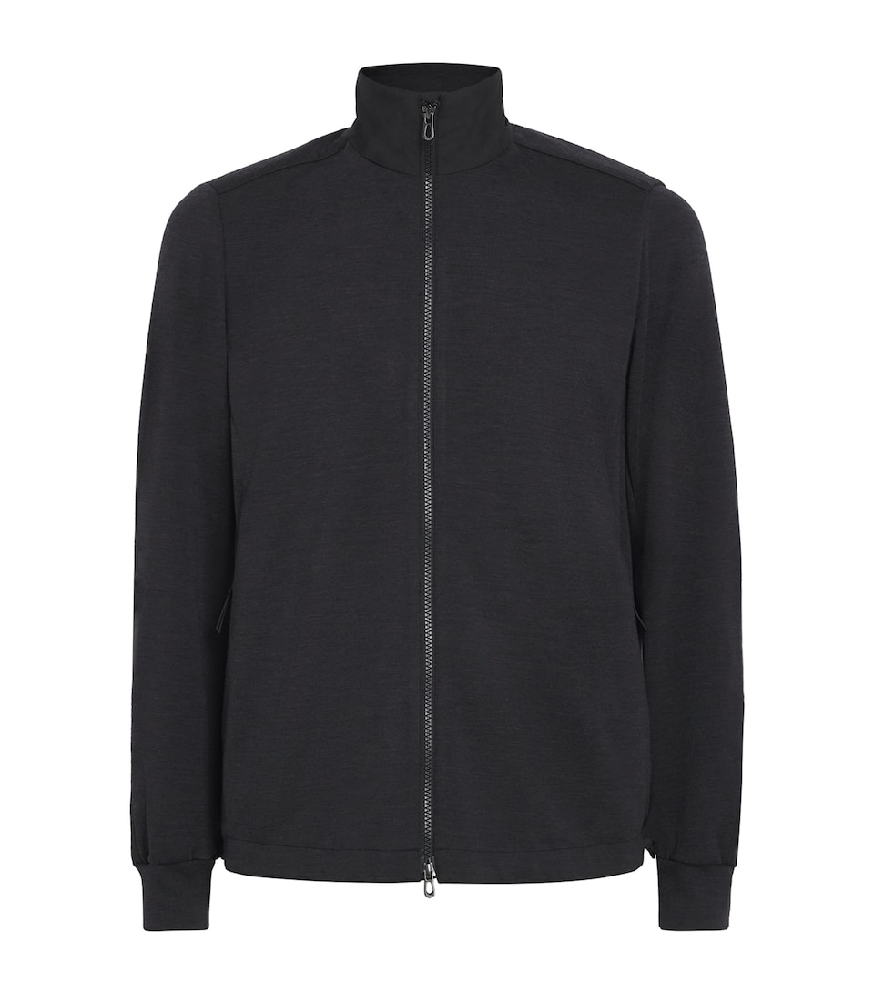 Sease Mens Virgin Wool-Blend Explorer Zip-Up Sweatshirt Lead Grey