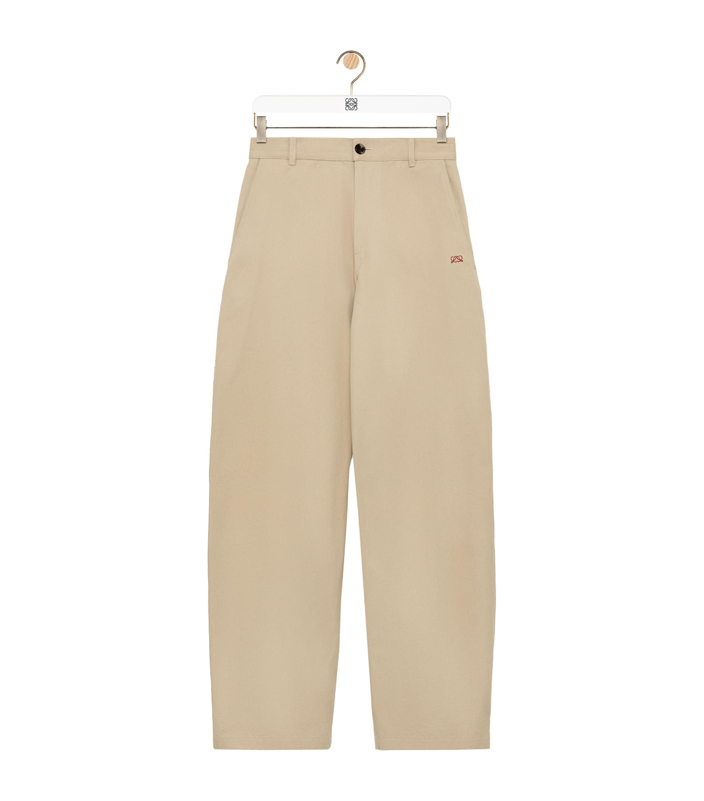 LOEWE Mens Straight-Leg Trousers Beige