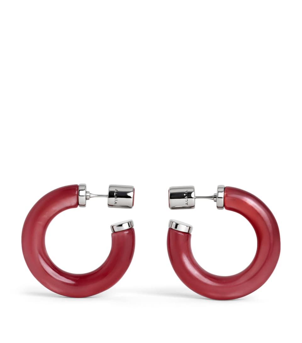 Alaïa Ray Hoop Earrings Red/silver