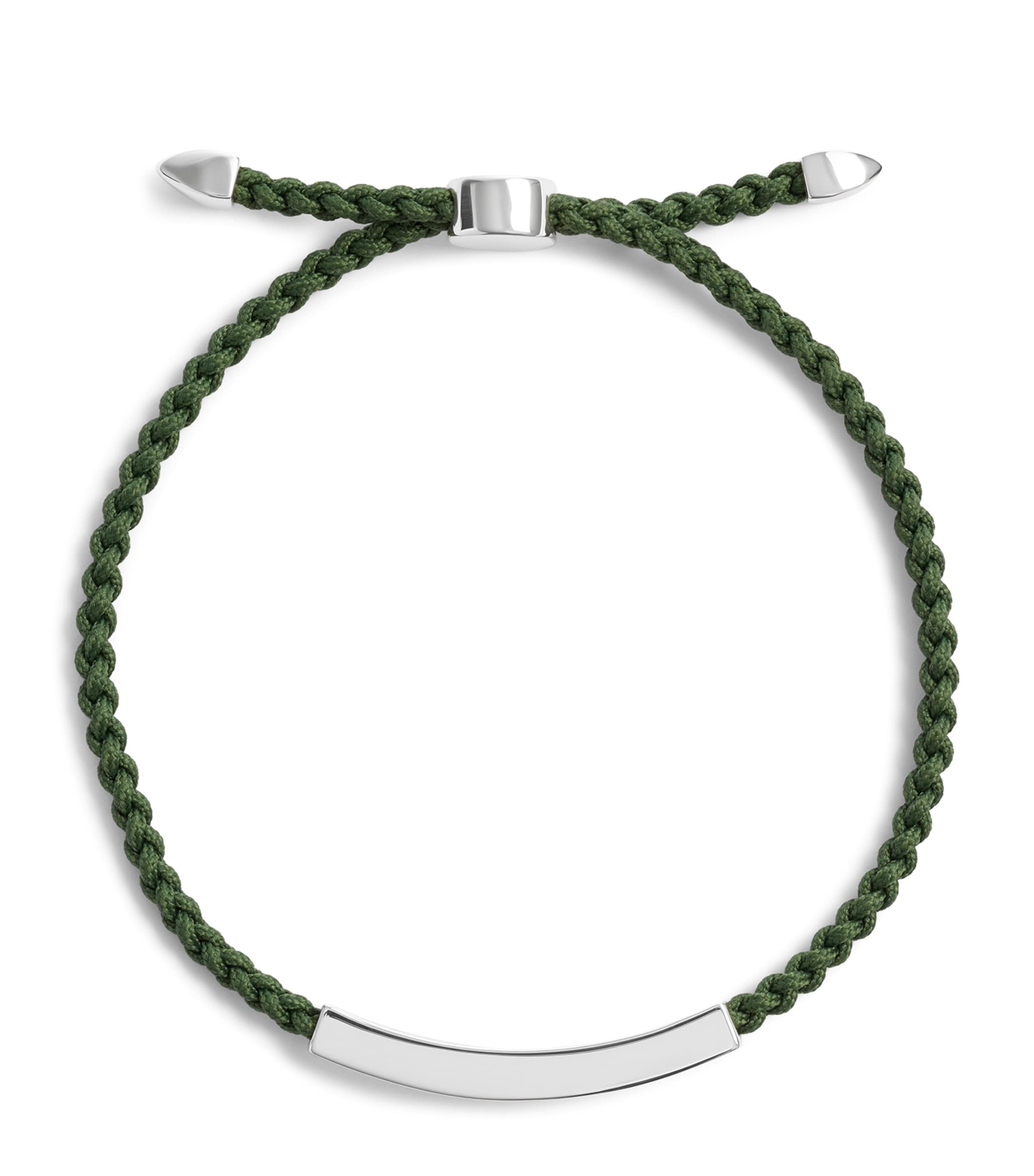 Monica Vinader Sterling Silver Linear Bold Cord Bracelet Green