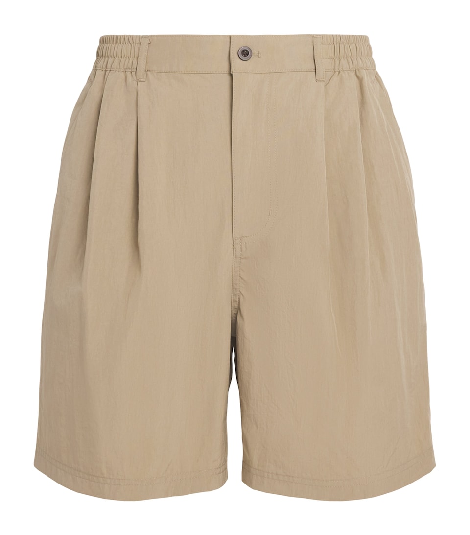 PICANTE Mens Crinkled Pleated Shorts Taupe