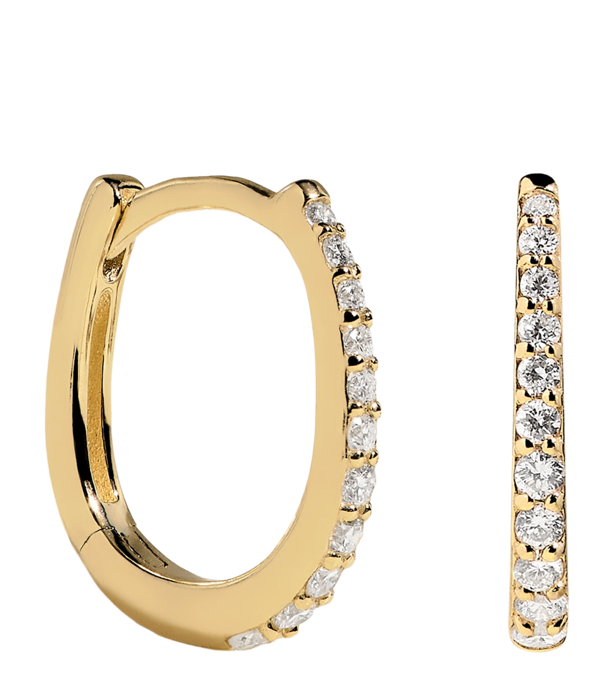Astrid & Miyu Yellow Gold and Diamond Pavé Huggies Gold