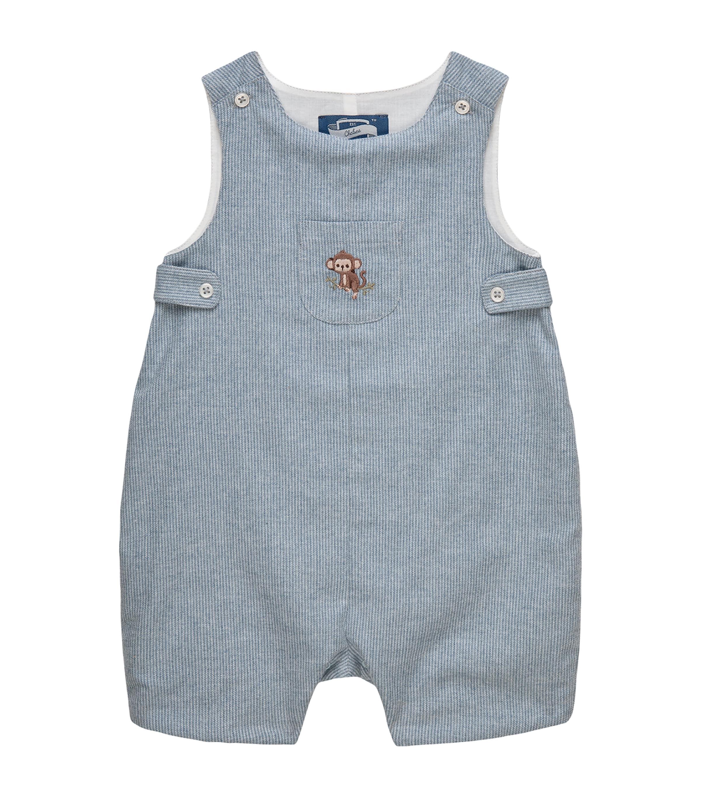 Trotters Cotton Monkey Archie Playsuit (3-24 Months) Pale Blue