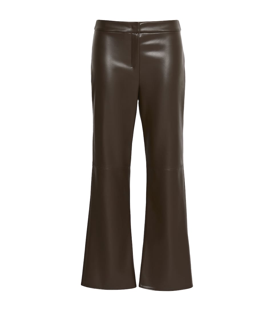 Max Mara Womens Faux Leather Flared Trousers Dark Bown