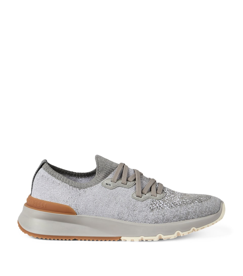 Cotton-Blend Chiné-Knit Sneakers