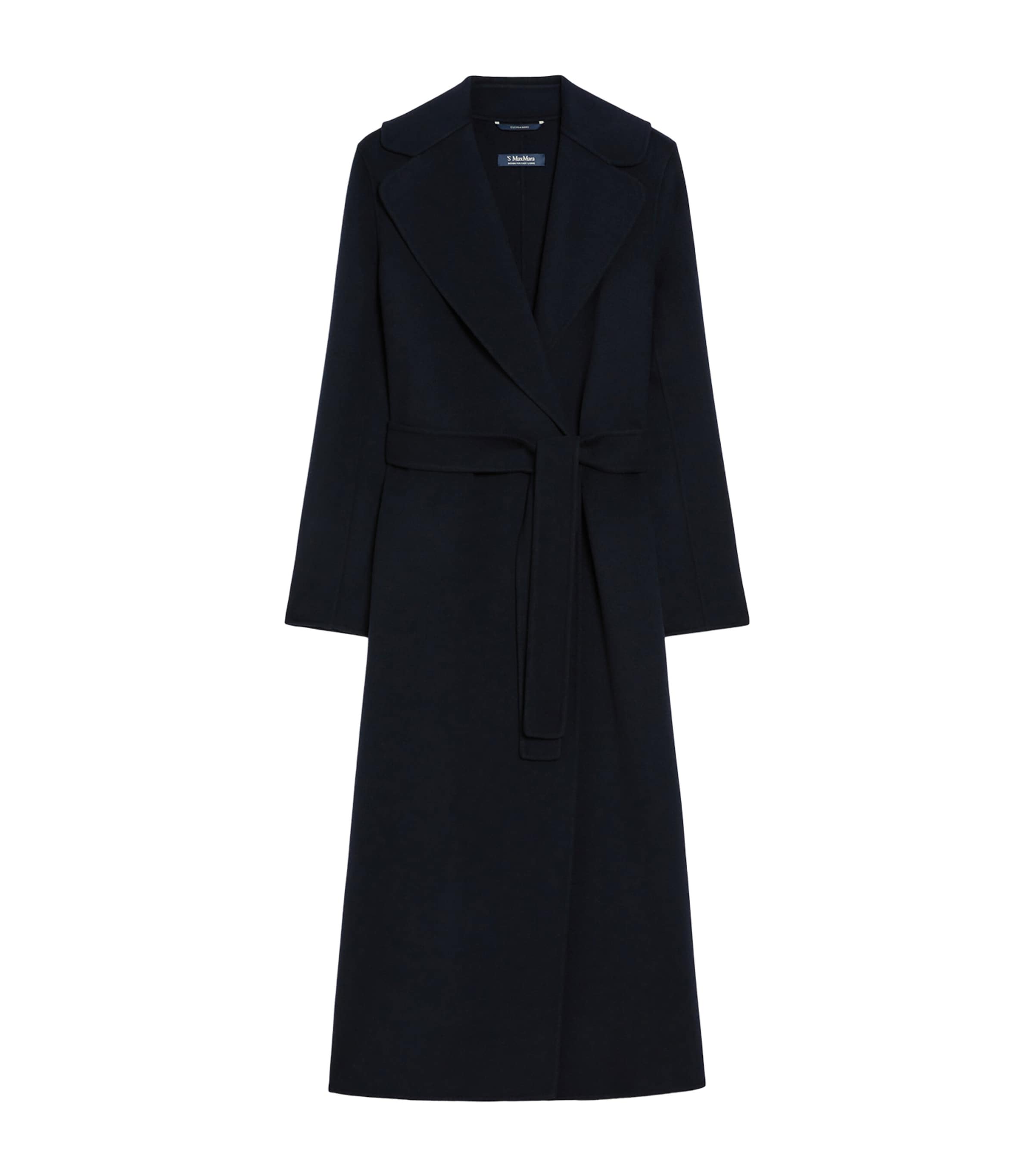 Max Mara Womens Virgin Wool Poldo Wrap Coat Midnightblue