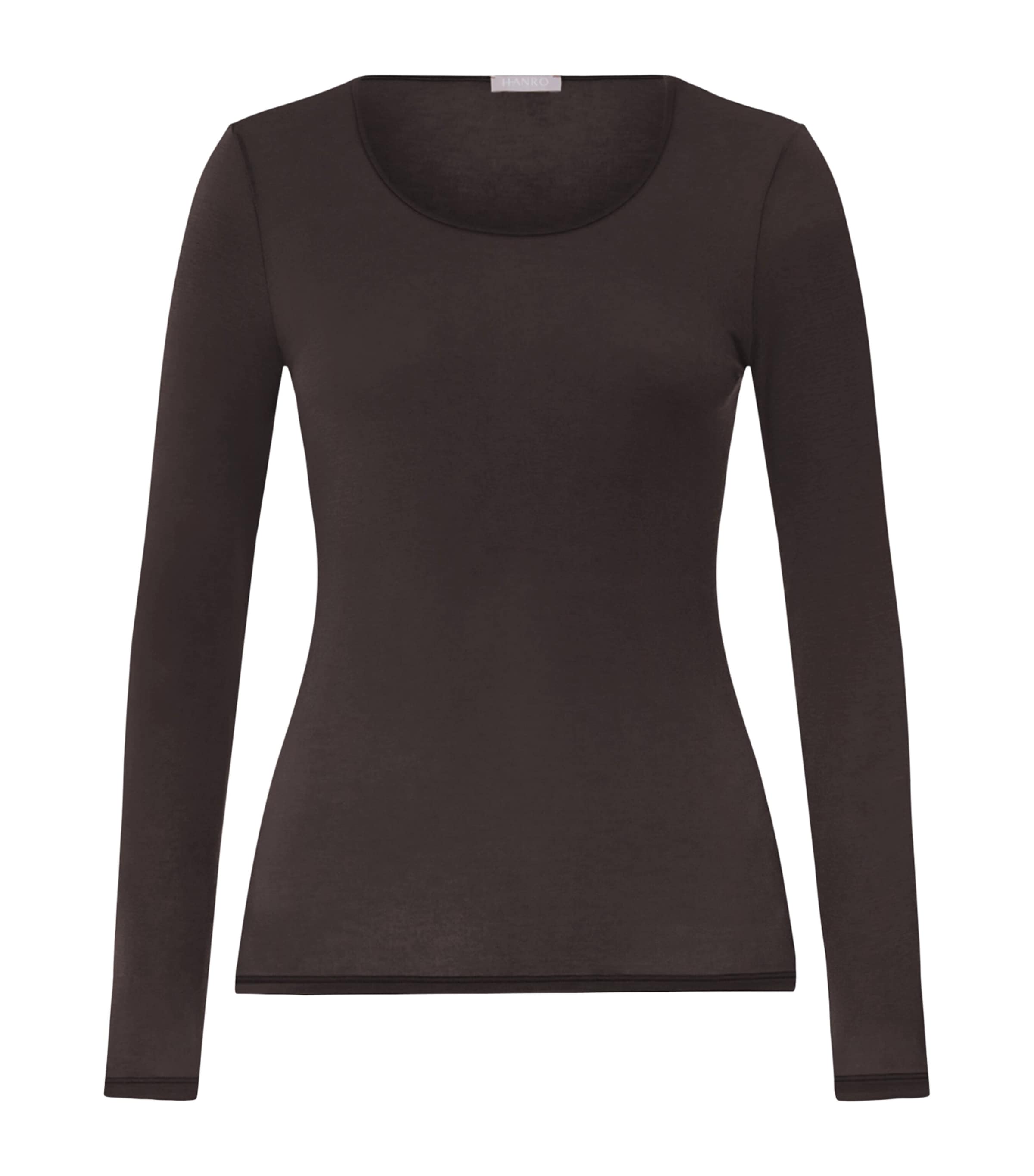 Hanro Womens Ultralight Long-Sleeve T-Shirt Dark Mocha