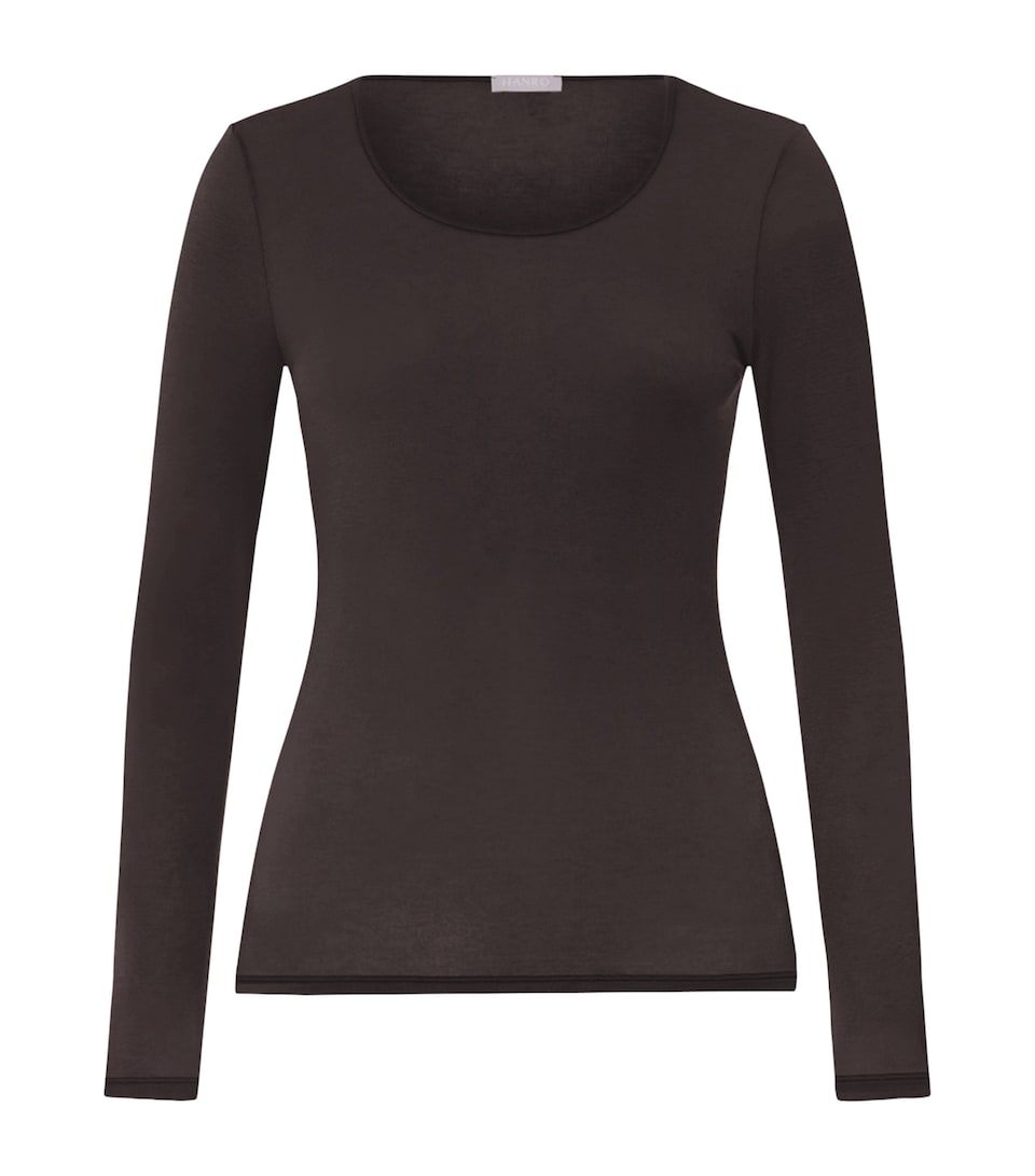 Hanro Womens Ultralight Long-Sleeve T-Shirt Dark Mocha