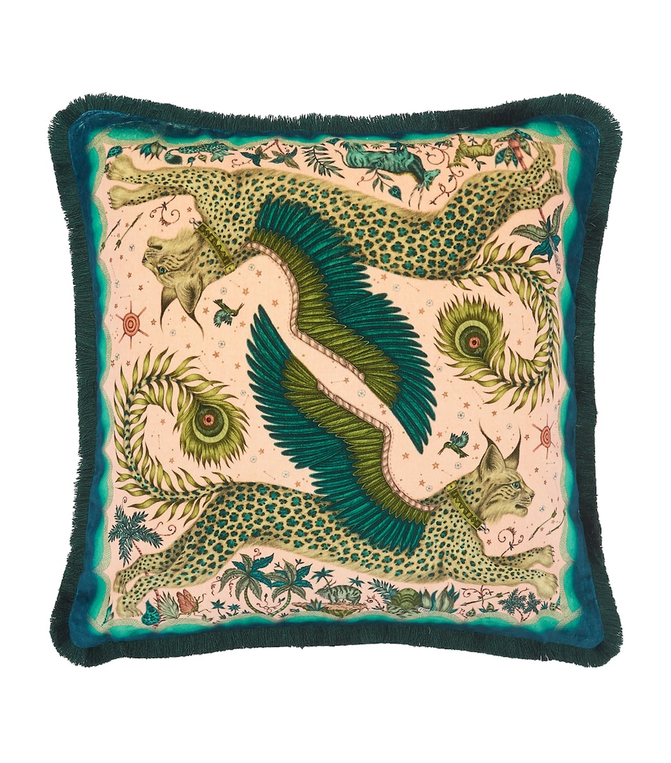 Emma J Shipley Velvet Lynx Cushion (46cm x 46cm) Navy